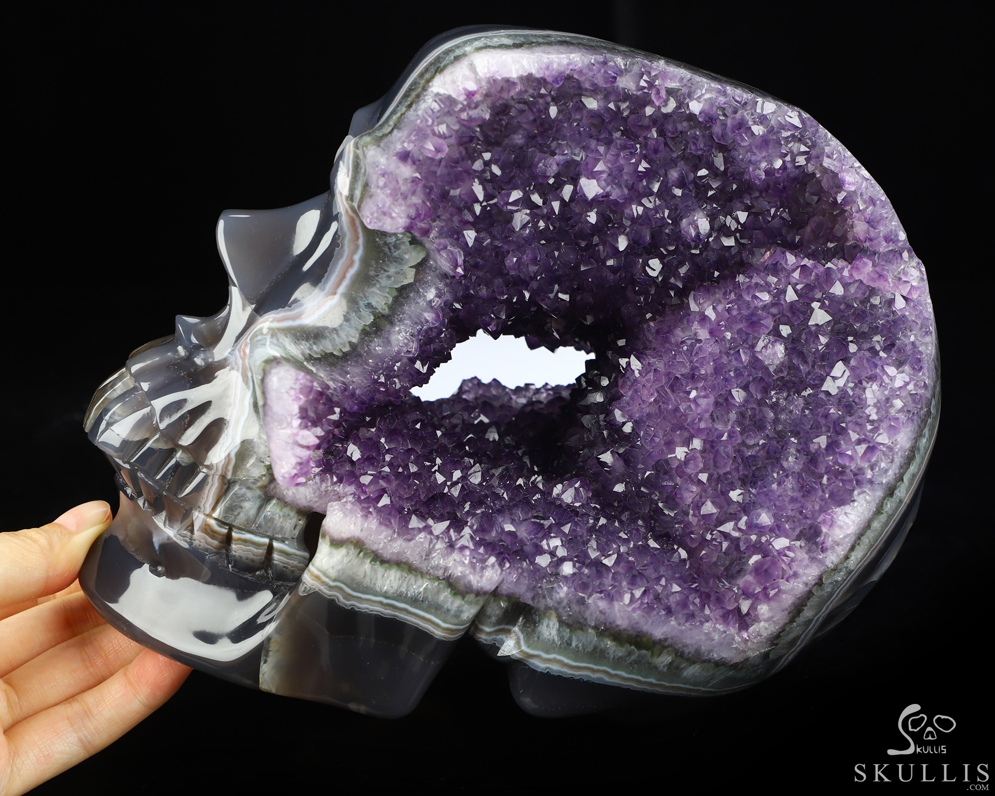 July 1, 2026 ACSAD (A Crystal Skull a Day) - The Midnight Mist - Lifesized 8.0" Agate Amethyst Geode Hand Carved Crystal Skull, Super Realistic, Crystal Healing July 1, 2026 ACSAD (A Crystal Skull a Day) - The Midnight Mist - Lifesized 8.0" Agate Amethyst Geode Hand Carved Crystal Skull, Super Realistic, Crystal Healing