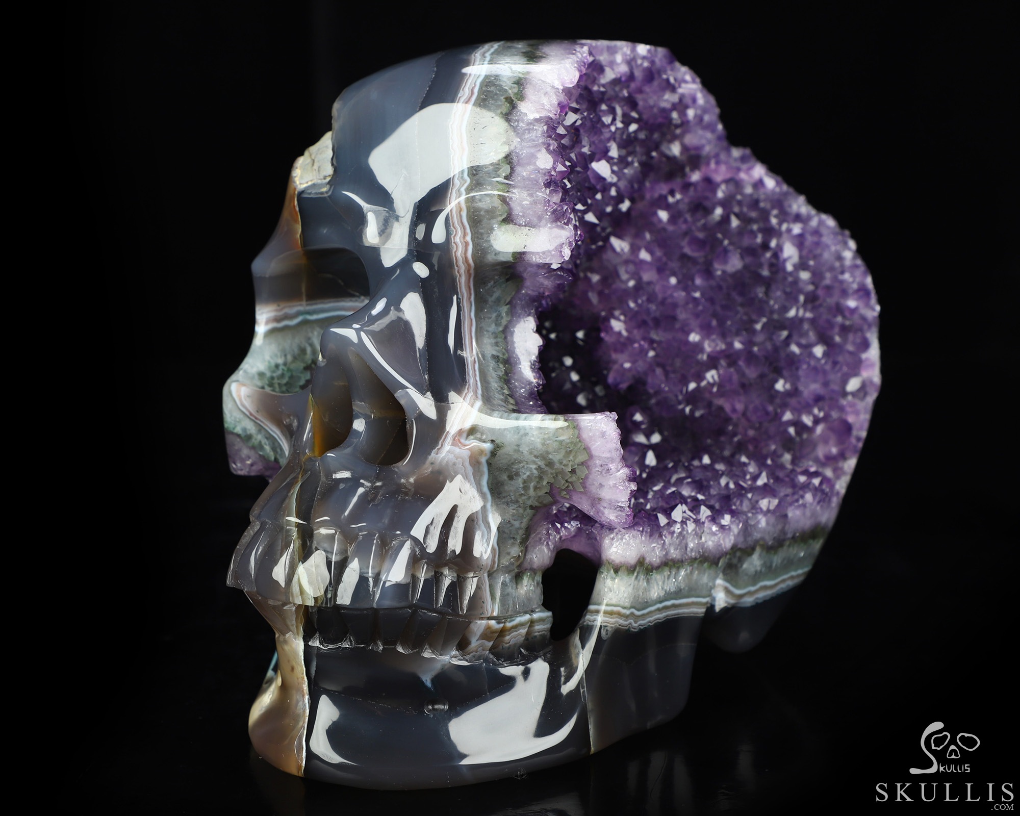 July 1, 2026 ACSAD (A Crystal Skull a Day) - The Midnight Mist - Lifesized 8.0" Agate Amethyst Geode Hand Carved Crystal Skull, Super Realistic, Crystal Healing July 1, 2026 ACSAD (A Crystal Skull a Day) - The Midnight Mist - Lifesized 8.0" Agate Amethyst Geode Hand Carved Crystal Skull, Super Realistic, Crystal Healing