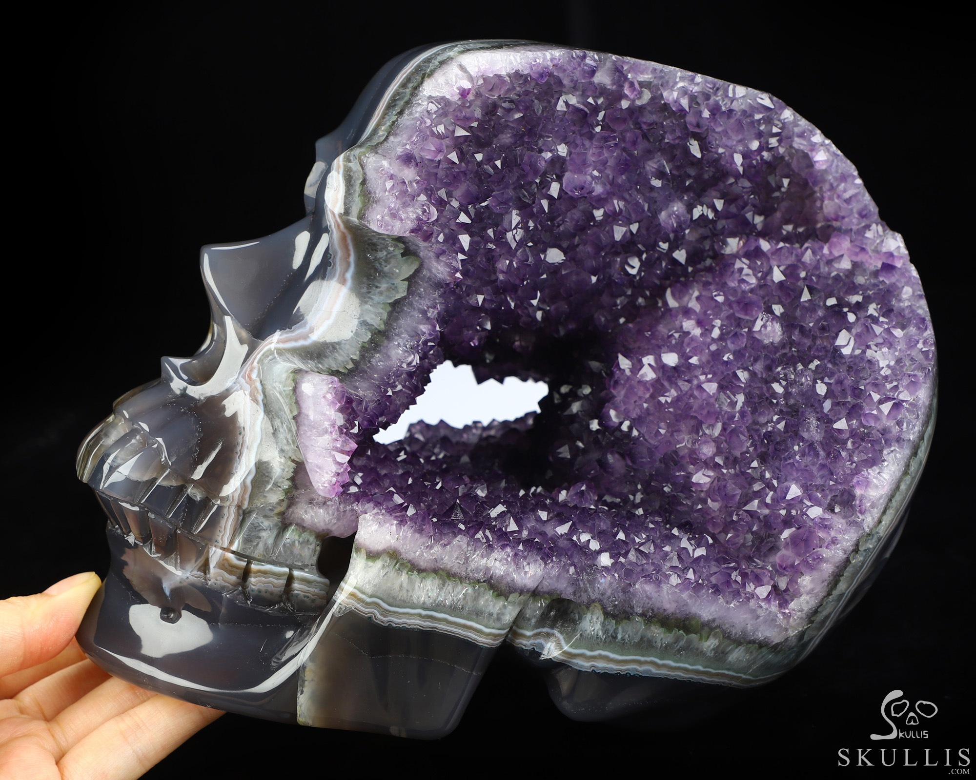 July 1, 2026 ACSAD (A Crystal Skull a Day) - The Midnight Mist - Lifesized 8.0" Agate Amethyst Geode Hand Carved Crystal Skull, Super Realistic, Crystal Healing July 1, 2026 ACSAD (A Crystal Skull a Day) - The Midnight Mist - Lifesized 8.0" Agate Amethyst Geode Hand Carved Crystal Skull, Super Realistic, Crystal Healing