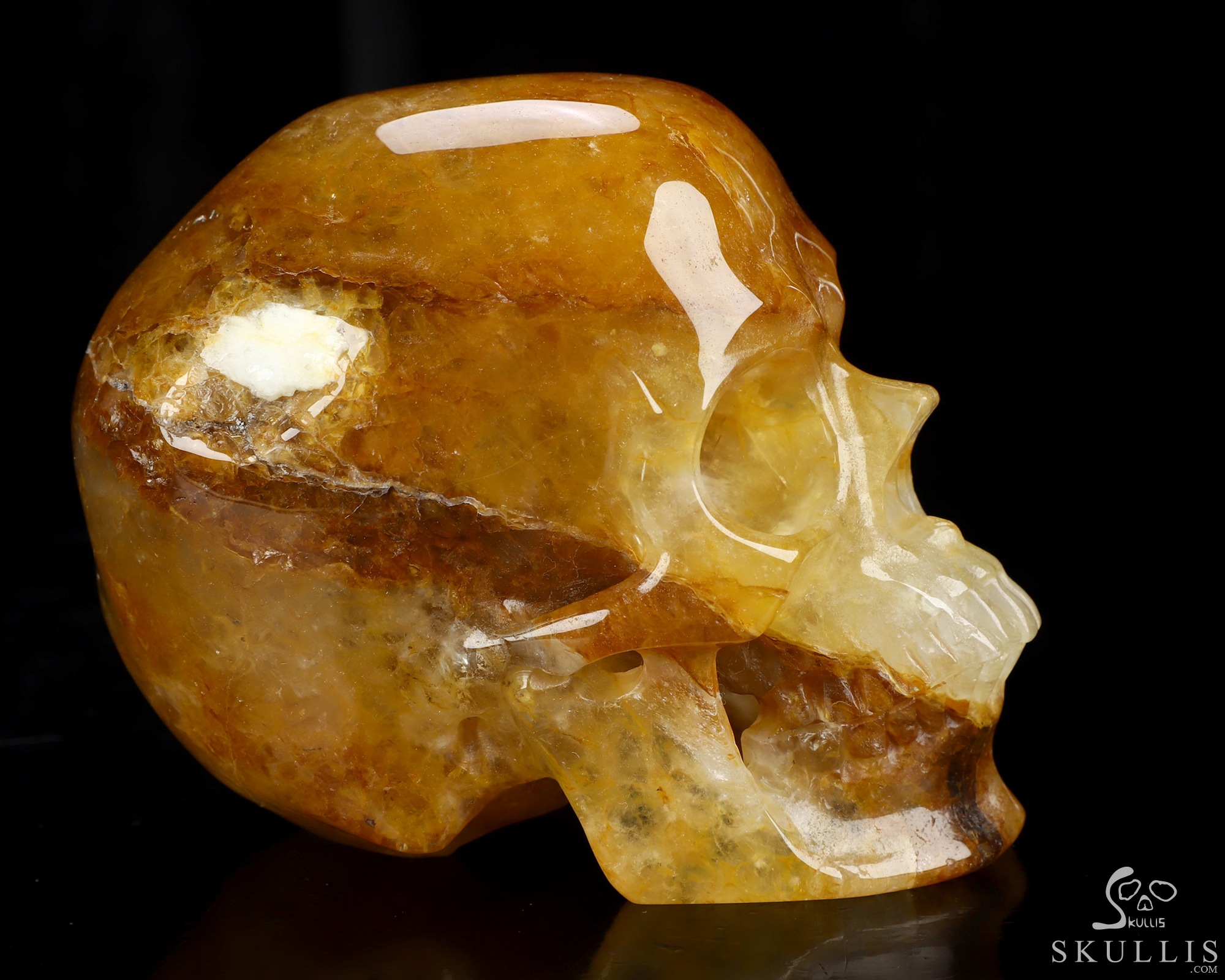 4.9" Golden Healer Quartz Hand Carved Crystal Skull, Super Realistic, Crystal Healing 4.9" Golden Healer Quartz Hand Carved Crystal Skull, Super Realistic, Crystal Healing