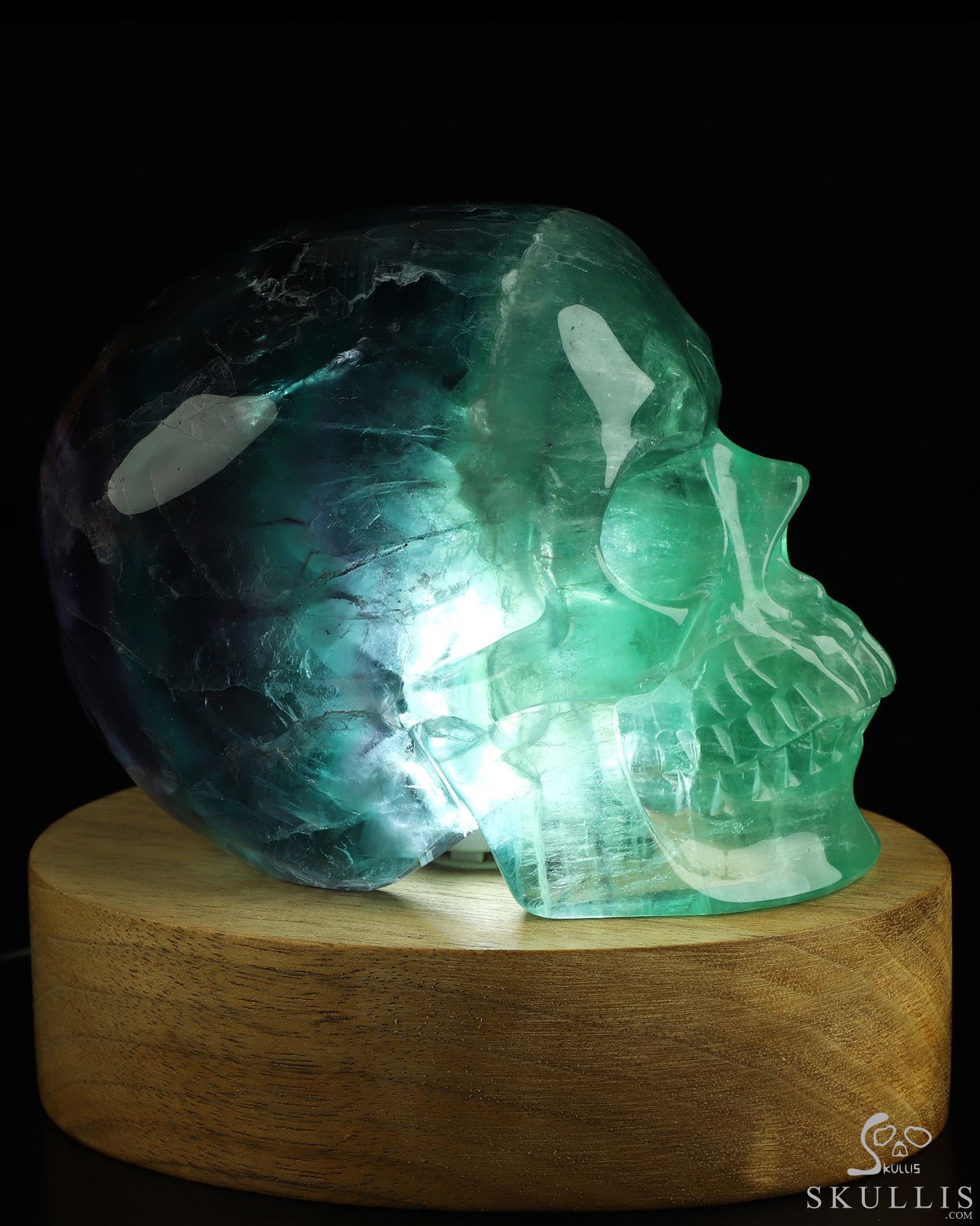 4.7" Fluorite Hand Carved Hollow Crystal Skull Lamp/Light, Super Realistic, Crystal Healing 4.7" Fluorite Hand Carved Hollow Crystal Skull Lamp/Light, Super Realistic, Crystal Healing