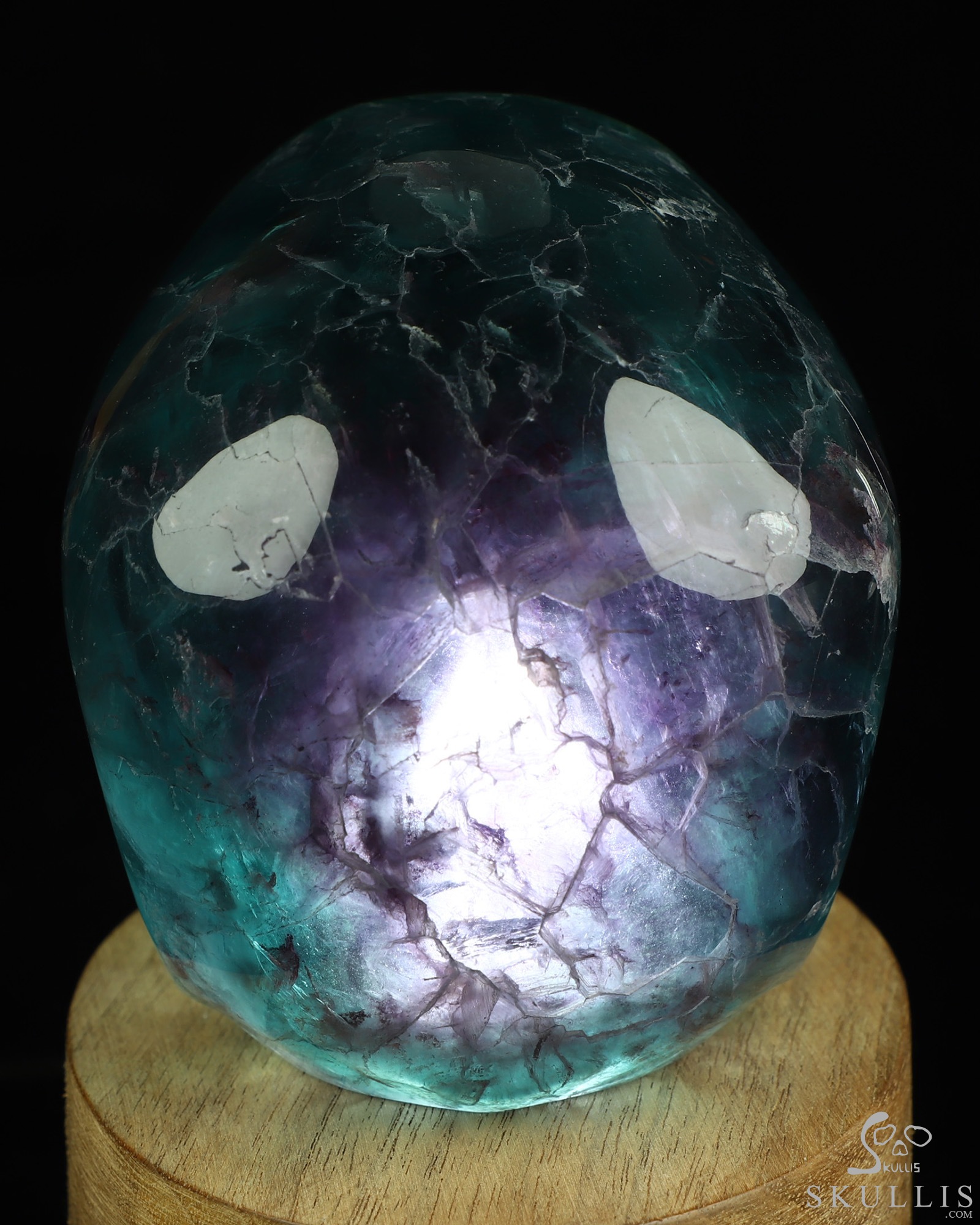 4.7" Fluorite Hand Carved Hollow Crystal Skull Lamp/Light, Super Realistic, Crystal Healing 4.7" Fluorite Hand Carved Hollow Crystal Skull Lamp/Light, Super Realistic, Crystal Healing