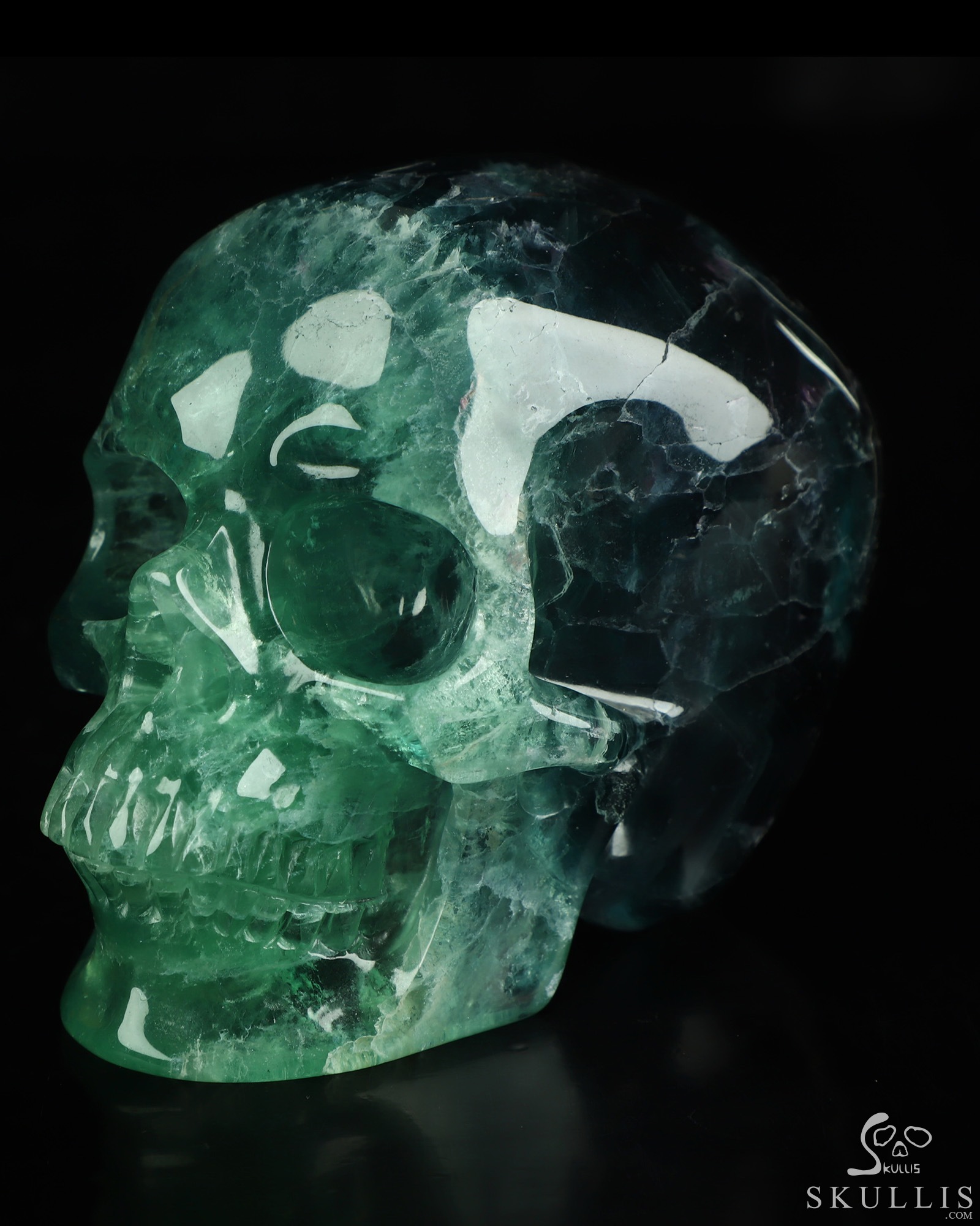 4.7" Fluorite Hand Carved Hollow Crystal Skull Lamp/Light, Super Realistic, Crystal Healing 4.7" Fluorite Hand Carved Hollow Crystal Skull Lamp/Light, Super Realistic, Crystal Healing