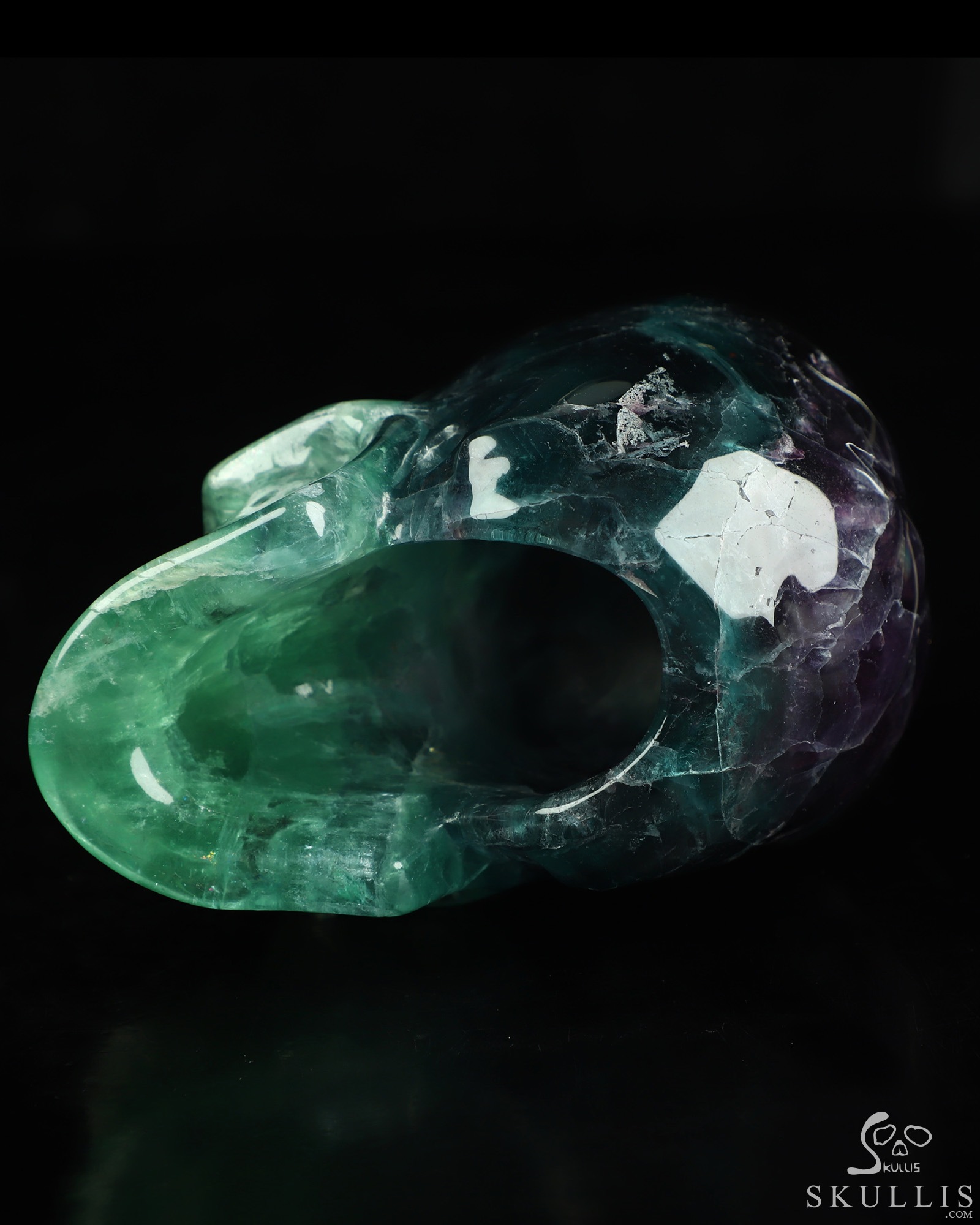 4.7" Fluorite Hand Carved Hollow Crystal Skull Lamp/Light, Super Realistic, Crystal Healing 4.7" Fluorite Hand Carved Hollow Crystal Skull Lamp/Light, Super Realistic, Crystal Healing