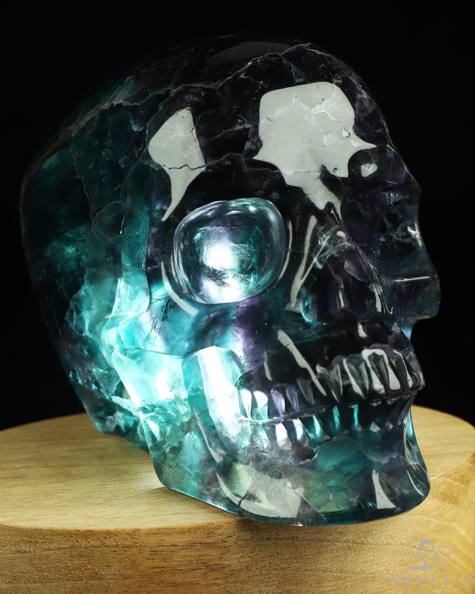 5.0" Fluorite Hand Carved Hollow Crystal Skull Lamp/Light, Super Realistic, Crystal Healing 5.0" Fluorite Hand Carved Hollow Crystal Skull Lamp/Light, Super Realistic, Crystal Healing