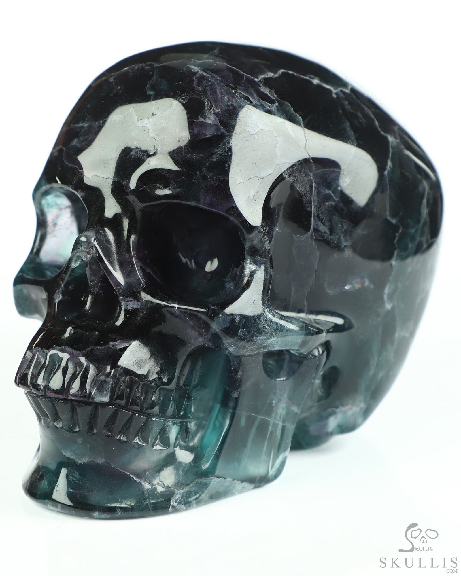 5.0" Fluorite Hand Carved Hollow Crystal Skull Lamp/Light, Super Realistic, Crystal Healing 5.0" Fluorite Hand Carved Hollow Crystal Skull Lamp/Light, Super Realistic, Crystal Healing