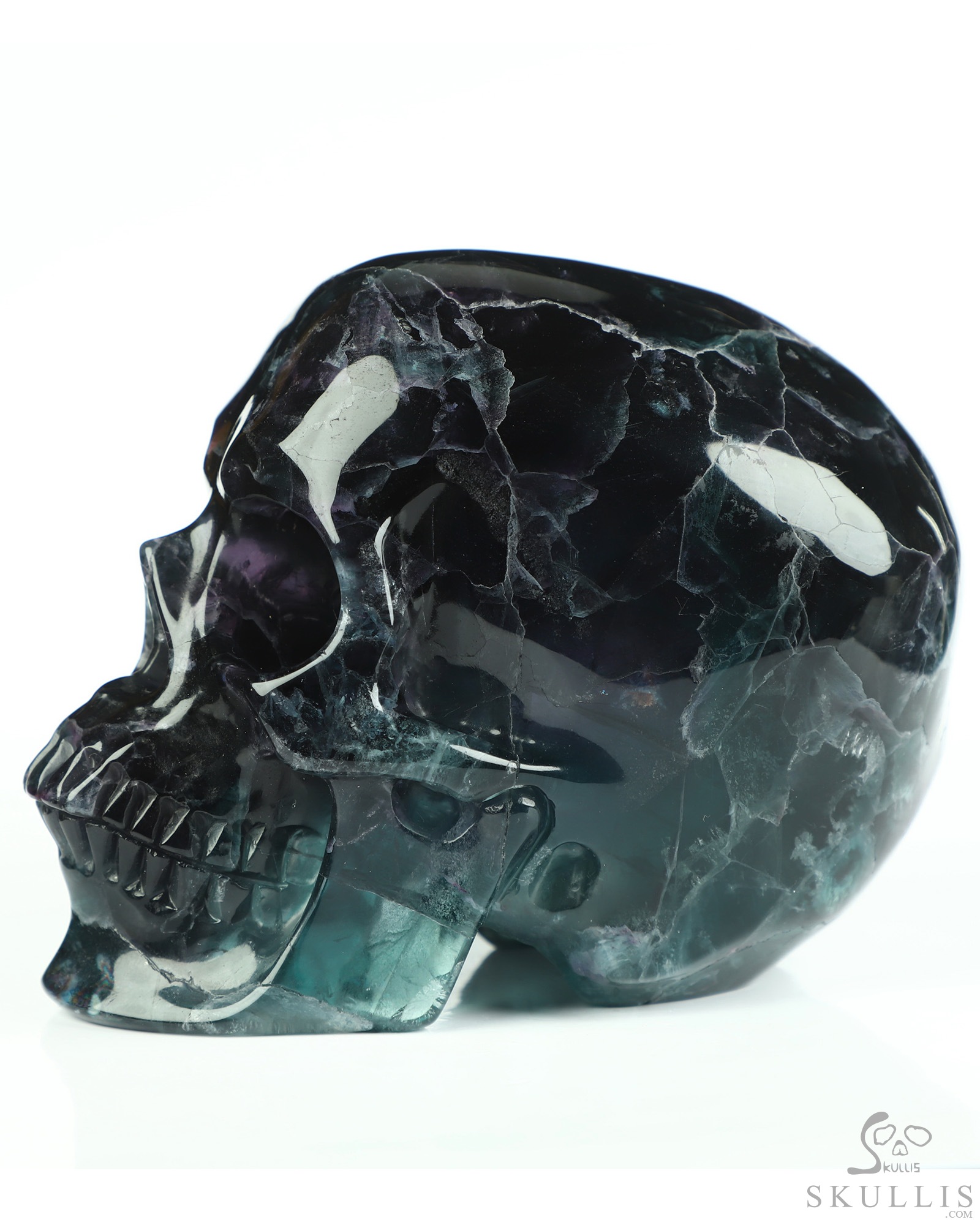 5.0" Fluorite Hand Carved Hollow Crystal Skull Lamp/Light, Super Realistic, Crystal Healing 5.0" Fluorite Hand Carved Hollow Crystal Skull Lamp/Light, Super Realistic, Crystal Healing