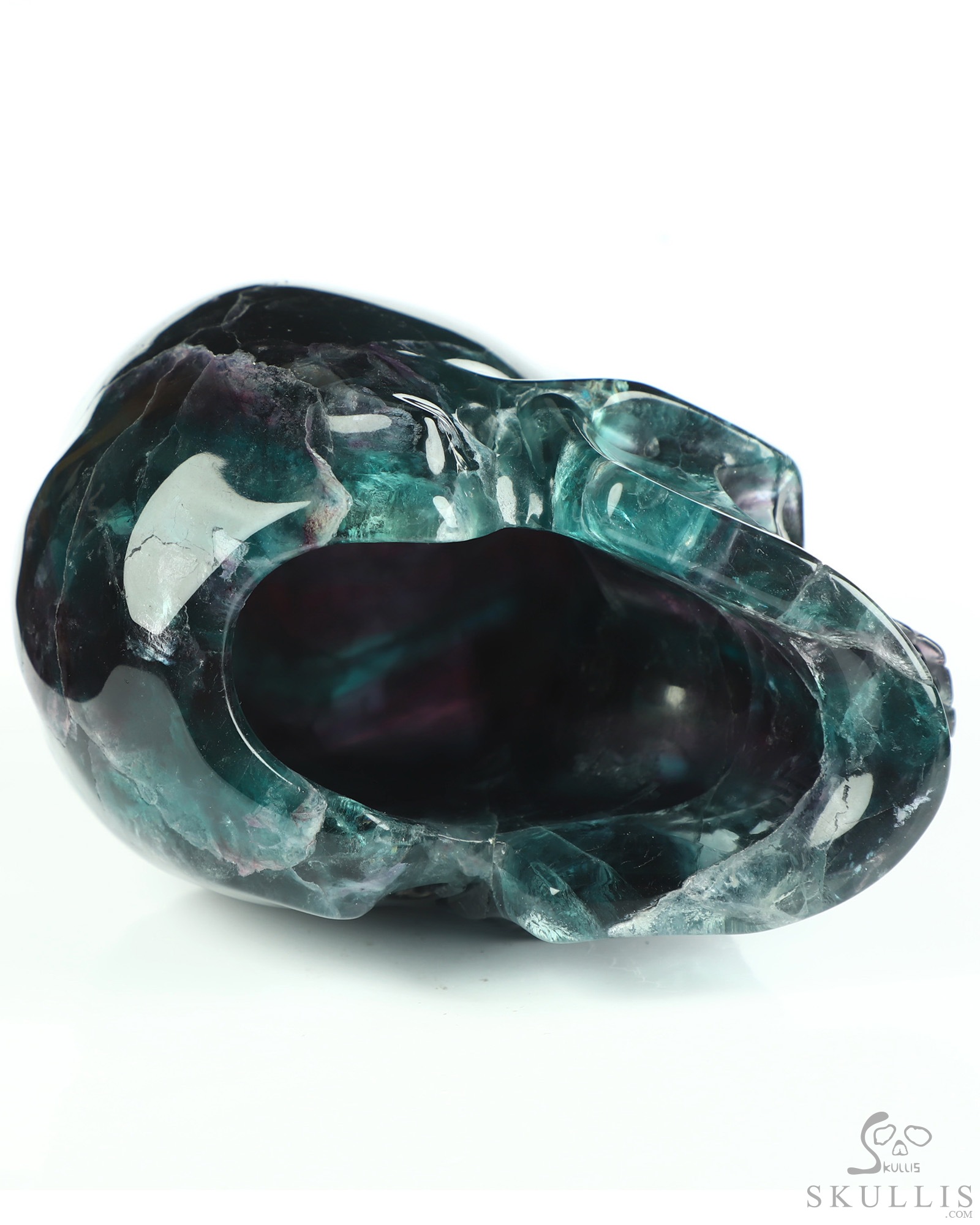 5.0" Fluorite Hand Carved Hollow Crystal Skull Lamp/Light, Super Realistic, Crystal Healing 5.0" Fluorite Hand Carved Hollow Crystal Skull Lamp/Light, Super Realistic, Crystal Healing