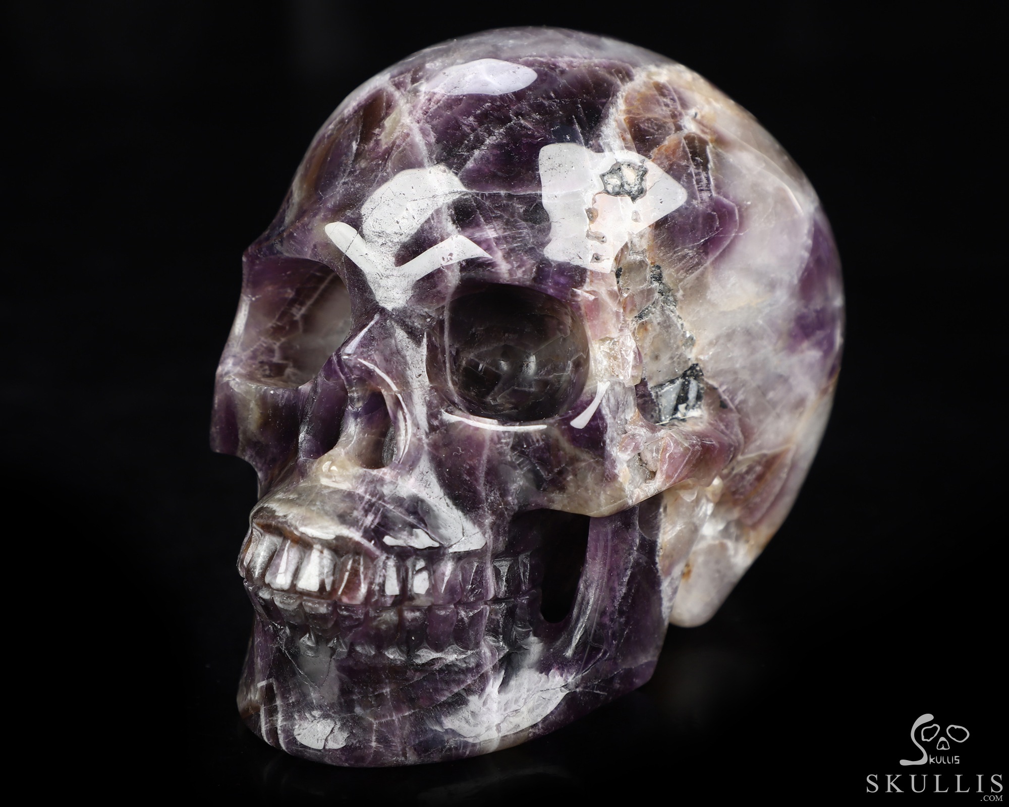 4.5" Dream Chevron Amethyst Hand Carved Crystal Skull, Realistic, Crystal Healing 4.5" Dream Chevron Amethyst Hand Carved Crystal Skull, Realistic, Crystal Healing
