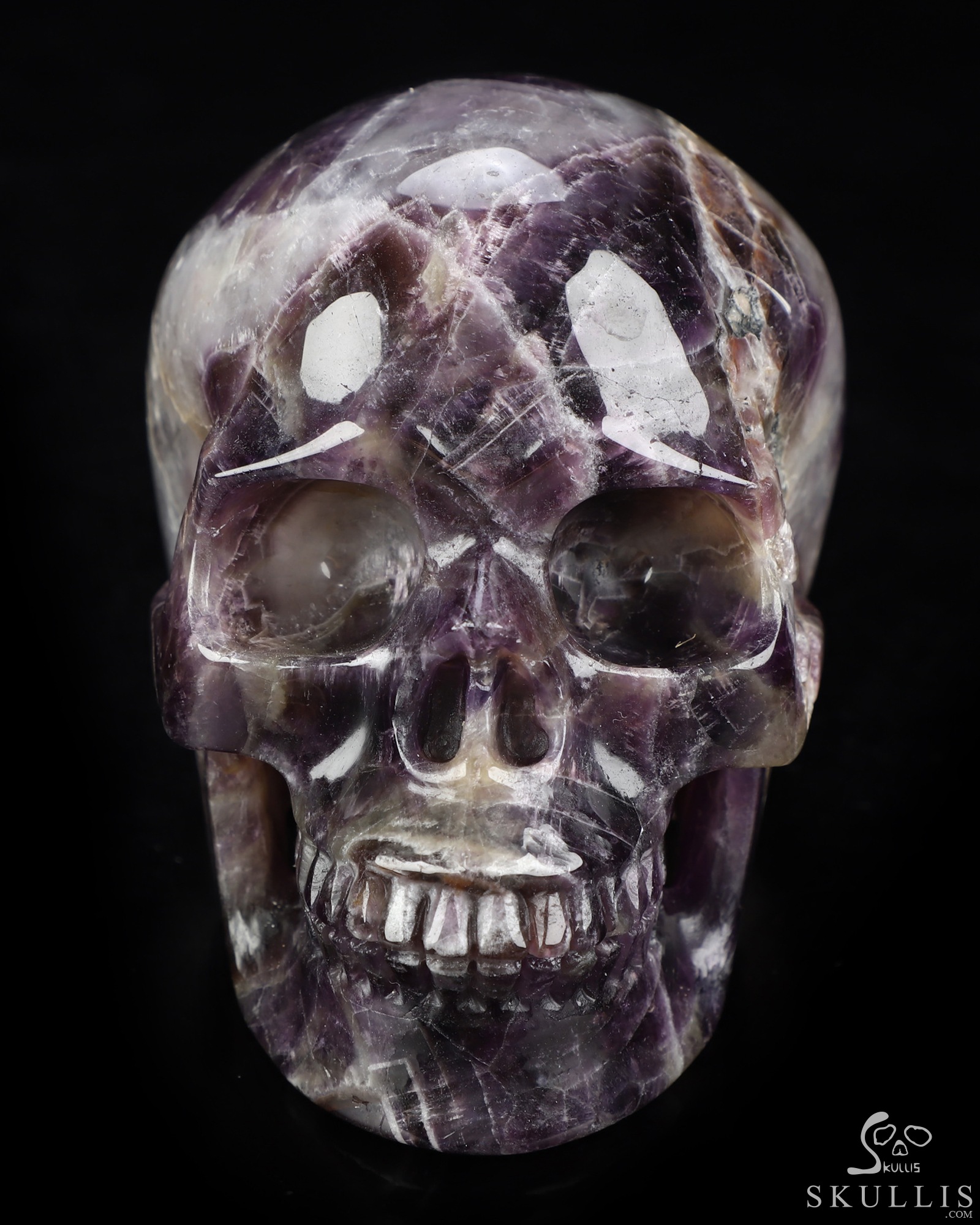4.5" Dream Chevron Amethyst Hand Carved Crystal Skull, Realistic, Crystal Healing 4.5" Dream Chevron Amethyst Hand Carved Crystal Skull, Realistic, Crystal Healing