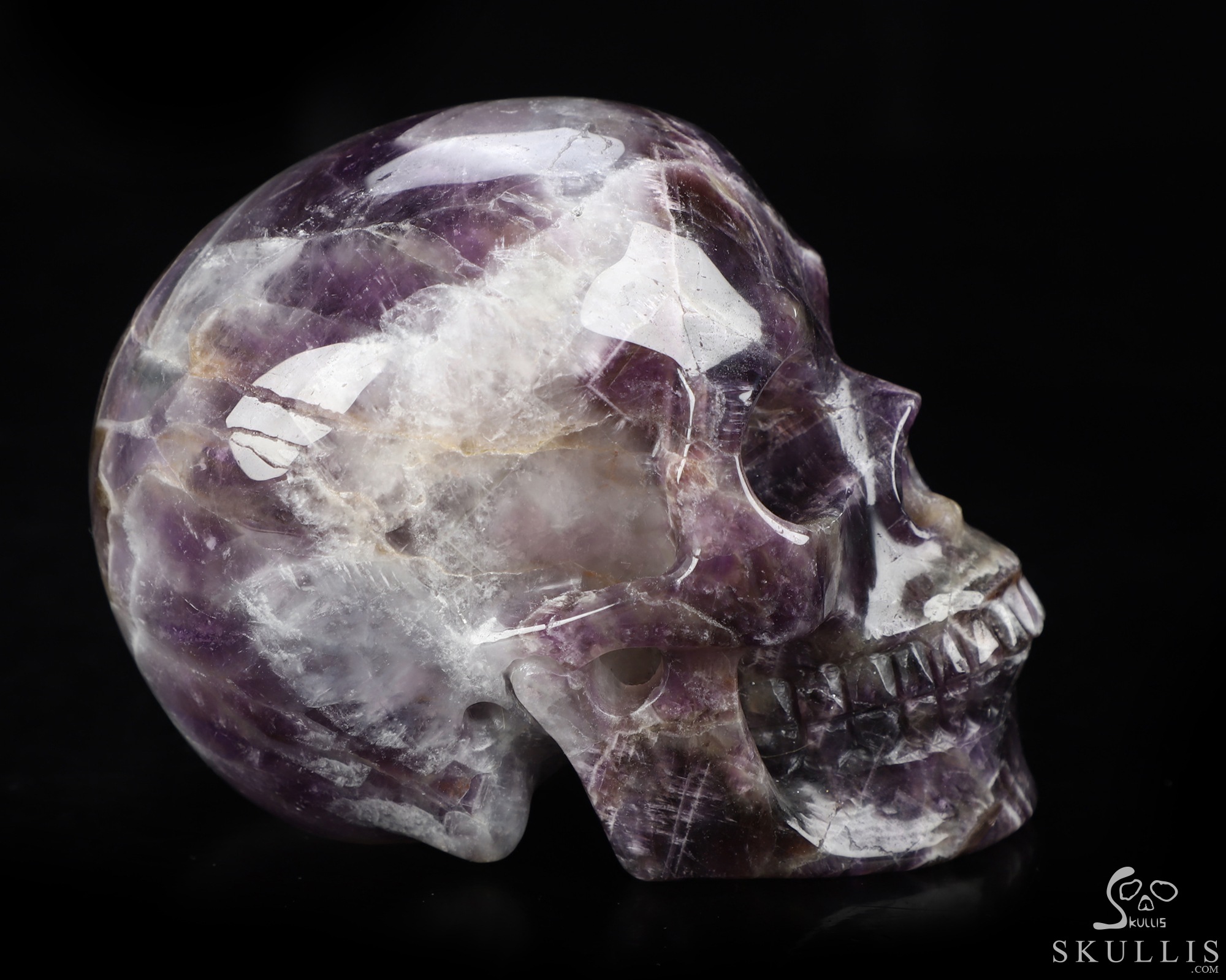4.5" Dream Chevron Amethyst Hand Carved Crystal Skull, Realistic, Crystal Healing 4.5" Dream Chevron Amethyst Hand Carved Crystal Skull, Realistic, Crystal Healing