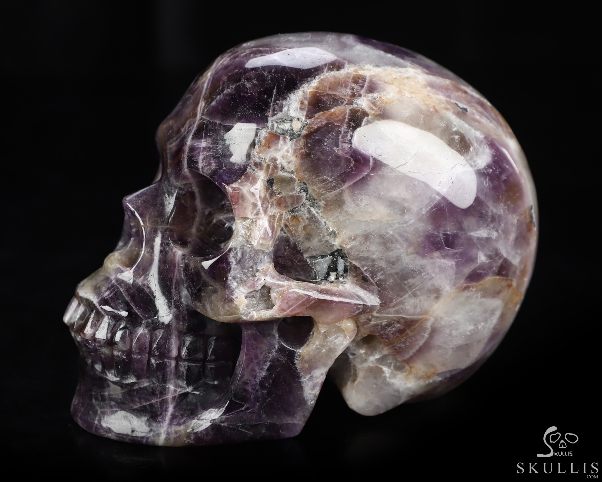 4.5" Dream Chevron Amethyst Hand Carved Crystal Skull, Realistic, Crystal Healing 4.5" Dream Chevron Amethyst Hand Carved Crystal Skull, Realistic, Crystal Healing