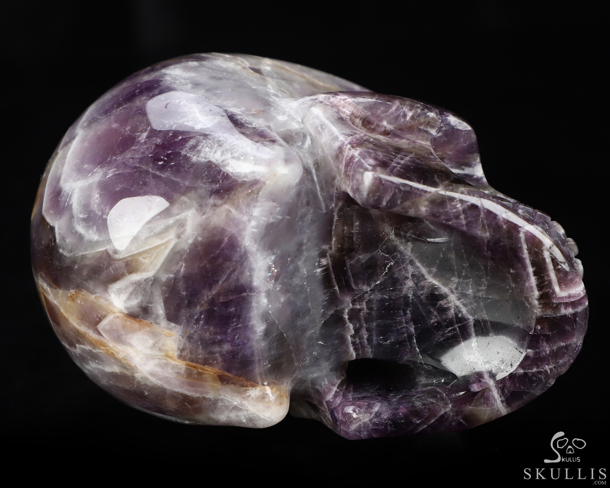 4.5" Dream Chevron Amethyst Hand Carved Crystal Skull, Realistic, Crystal Healing 4.5" Dream Chevron Amethyst Hand Carved Crystal Skull, Realistic, Crystal Healing