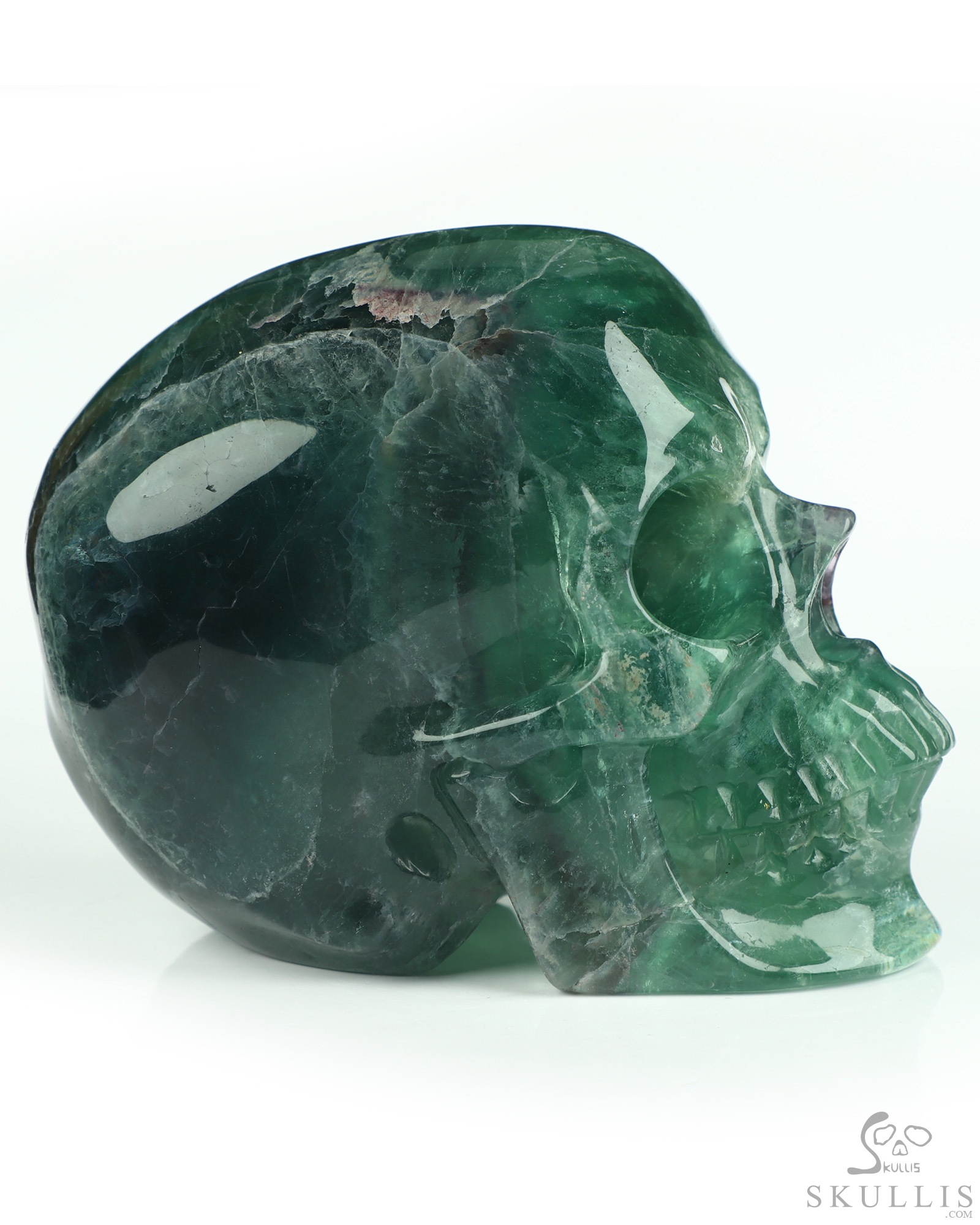 5.0" Fluorite Hand Carved Hollow Crystal Skull Lamp with Led Stand, Super Realistic, Crystal Healing 5.0" Fluorite Hand Carved Hollow Crystal Skull Lamp with Led Stand, Super Realistic, Crystal Healing