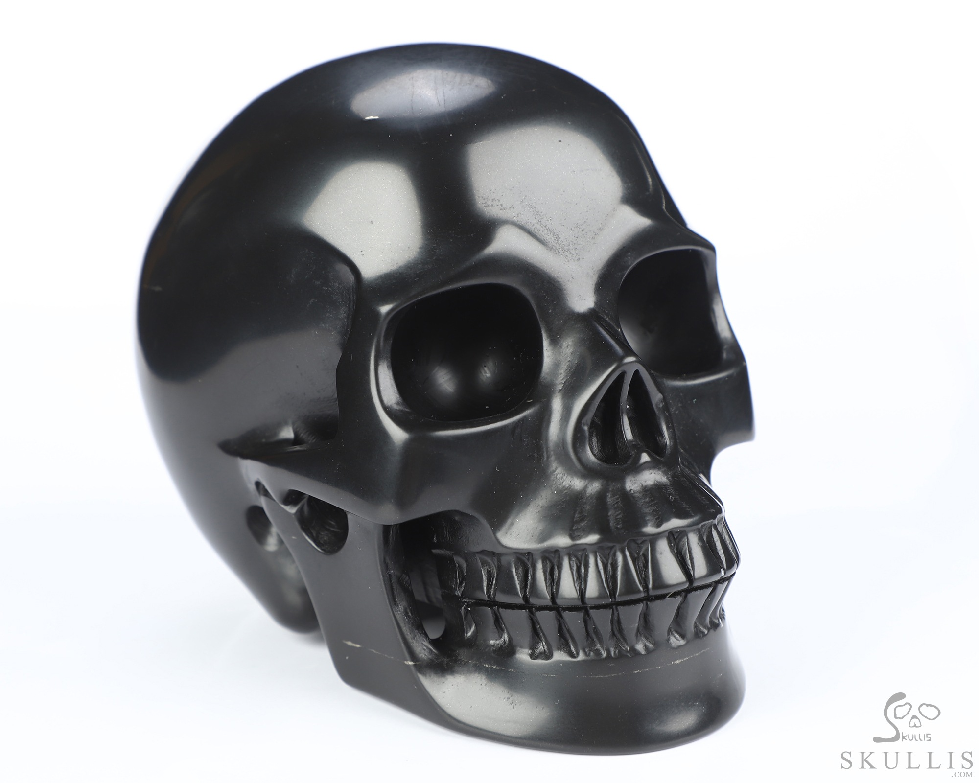 4.9" Shungite Hand Carved Crystal Skull, Realistic, Crystal Healing 4.9" Shungite Hand Carved Crystal Skull, Realistic, Crystal Healing