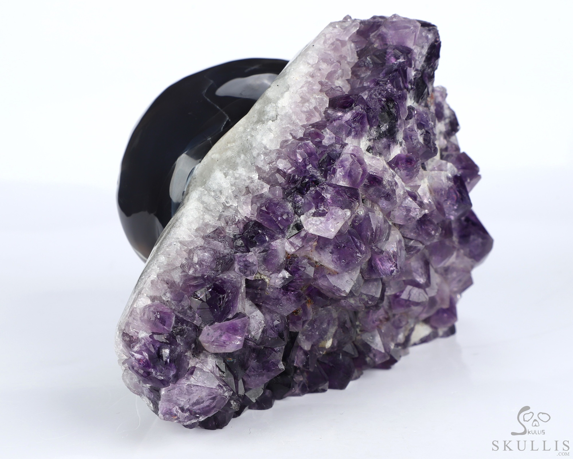 5.2" Agate Amethyst Druse Hand Carved Alien Crystal Skull Companion Sculpture, Crystal Healing 5.2" Agate Amethyst Druse Hand Carved Alien Crystal Skull Companion Sculpture, Crystal Healing