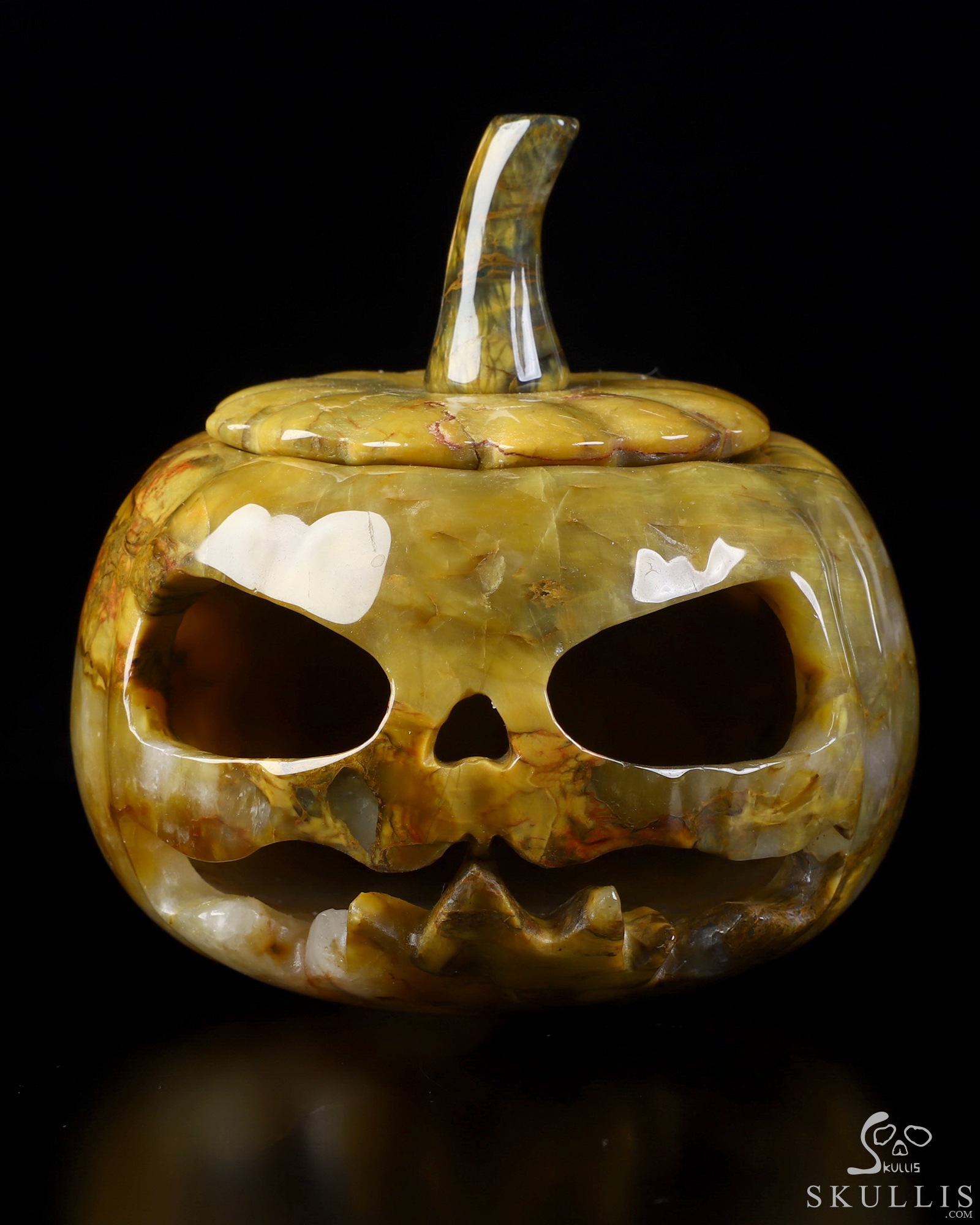 4.5" New Pietersite Hand Carved Hollow Pumpkin Crystal Skull Sculpture, Crystal Healing 4.5" New Pietersite Hand Carved Hollow Pumpkin Crystal Skull Sculpture, Crystal Healing