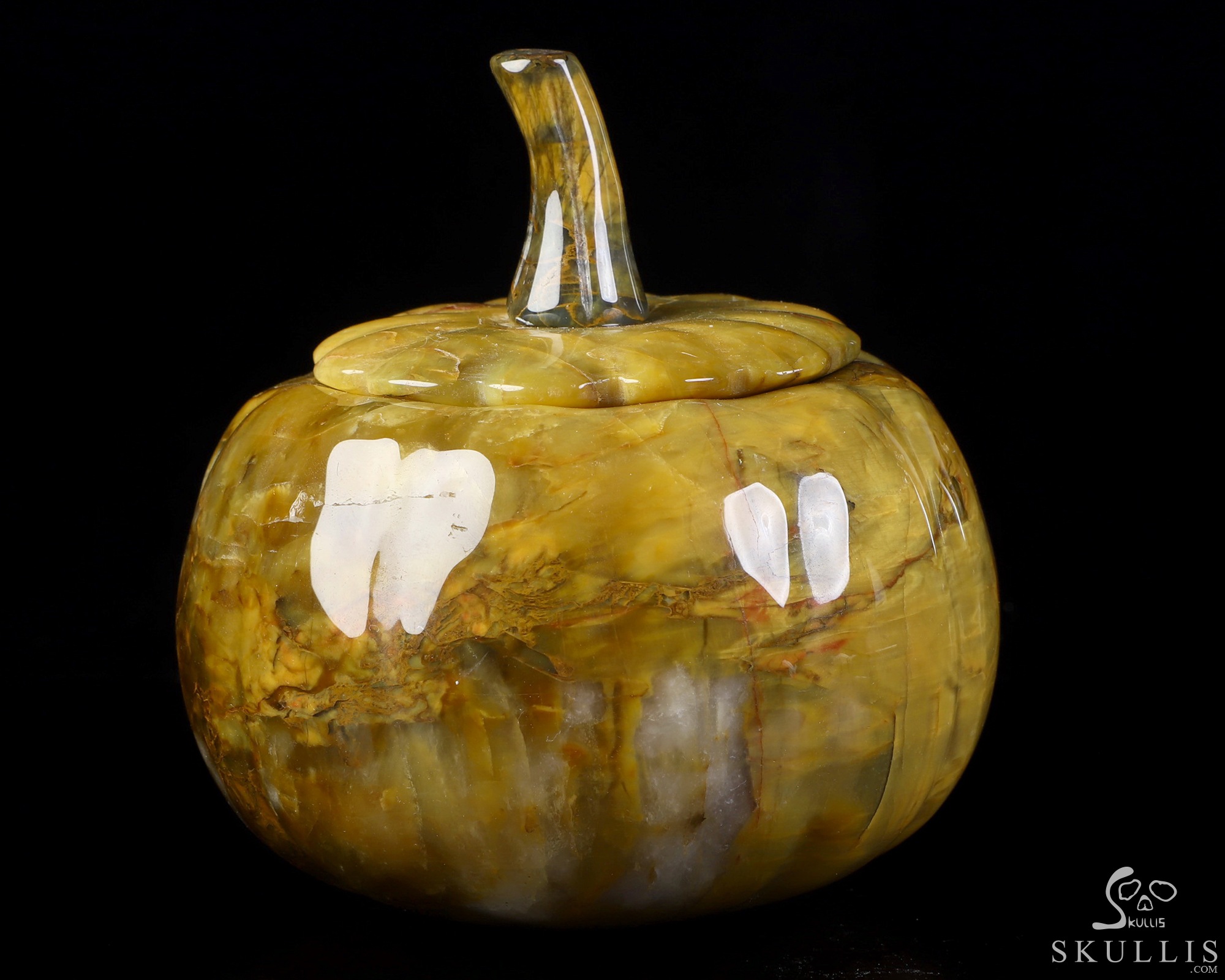 4.5" New Pietersite Hand Carved Hollow Pumpkin Crystal Skull Sculpture, Crystal Healing 4.5" New Pietersite Hand Carved Hollow Pumpkin Crystal Skull Sculpture, Crystal Healing