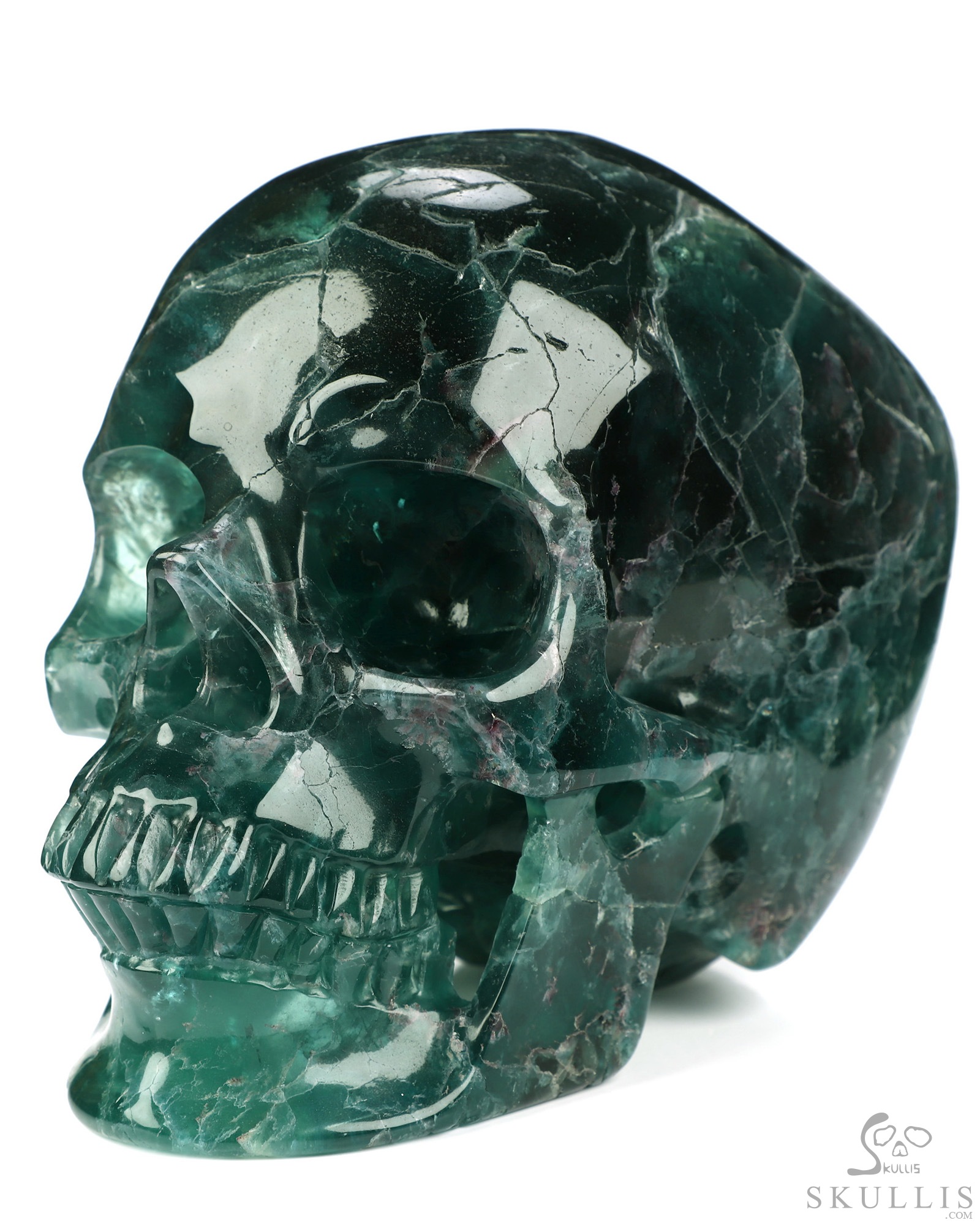 Lifesized 6.9" Fluorite Hand Carved Crystal Skull, Super Realistic, Crystal Healing Lifesized 6.9" Fluorite Hand Carved Crystal Skull, Super Realistic, Crystal Healing