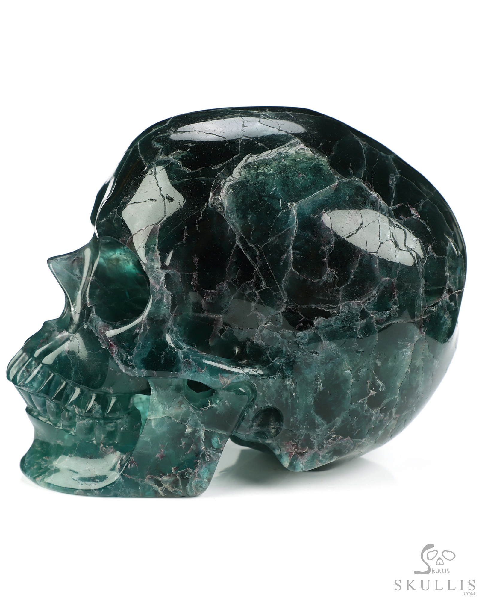 Lifesized 6.9" Fluorite Hand Carved Crystal Skull, Super Realistic, Crystal Healing Lifesized 6.9" Fluorite Hand Carved Crystal Skull, Super Realistic, Crystal Healing