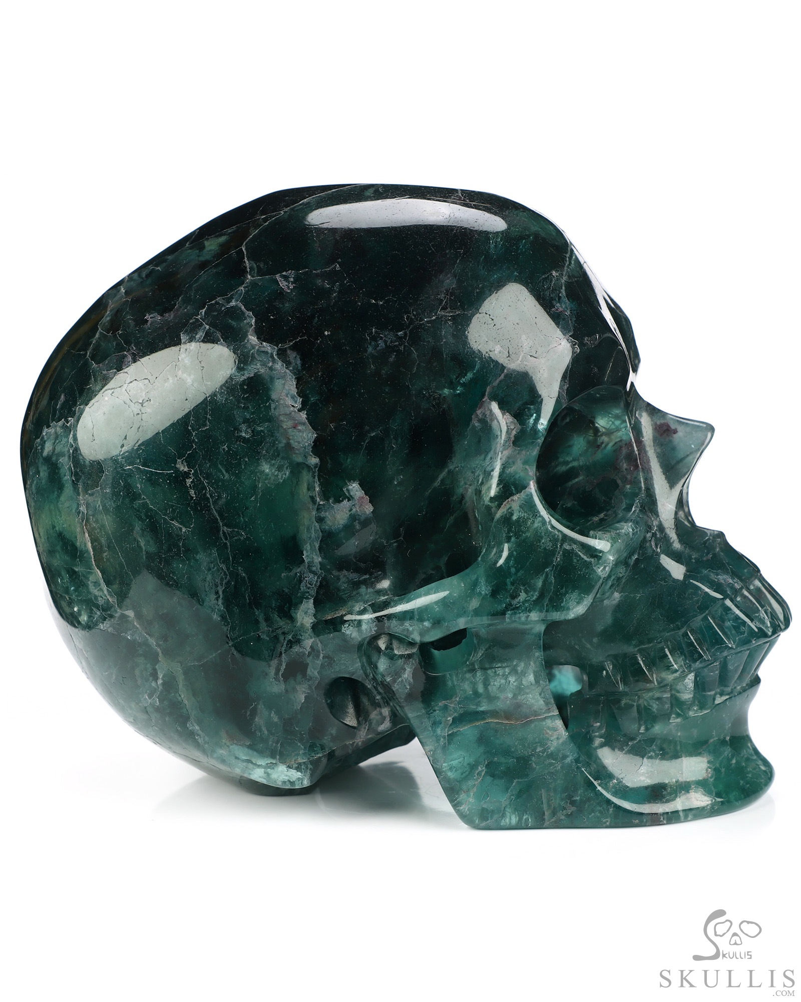 Lifesized 6.9" Fluorite Hand Carved Crystal Skull, Super Realistic, Crystal Healing Lifesized 6.9" Fluorite Hand Carved Crystal Skull, Super Realistic, Crystal Healing