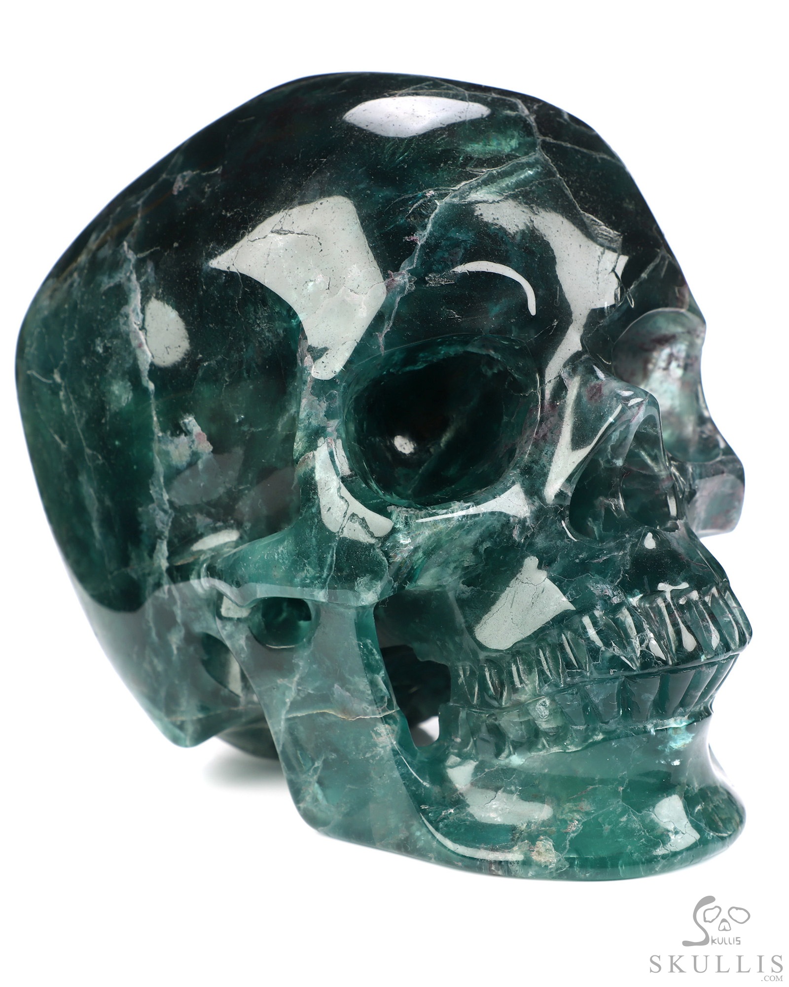 Lifesized 6.9" Fluorite Hand Carved Crystal Skull, Super Realistic, Crystal Healing Lifesized 6.9" Fluorite Hand Carved Crystal Skull, Super Realistic, Crystal Healing