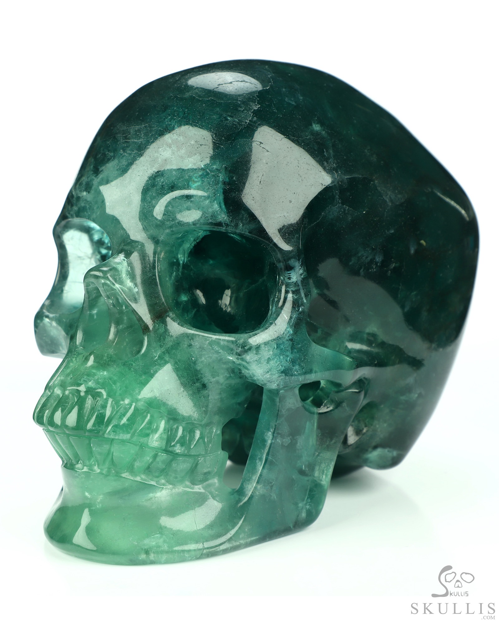 Lifesized 6.7" Fluorite Hand Carved Crystal Skull, Super Realistic, Crystal Healing Lifesized 6.7" Fluorite Hand Carved Crystal Skull, Super Realistic, Crystal Healing