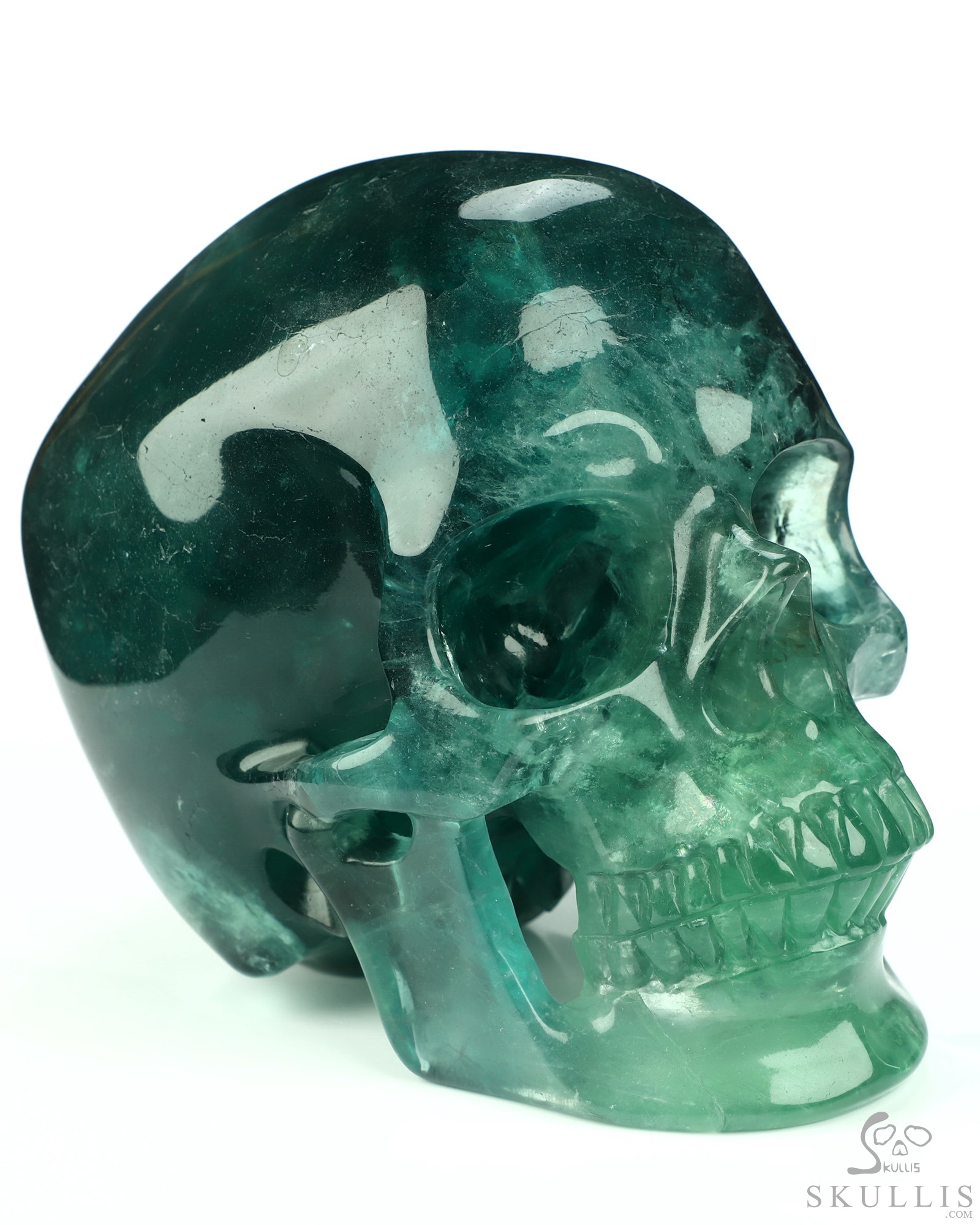 Lifesized 6.7" Fluorite Hand Carved Crystal Skull, Super Realistic, Crystal Healing Lifesized 6.7" Fluorite Hand Carved Crystal Skull, Super Realistic, Crystal Healing