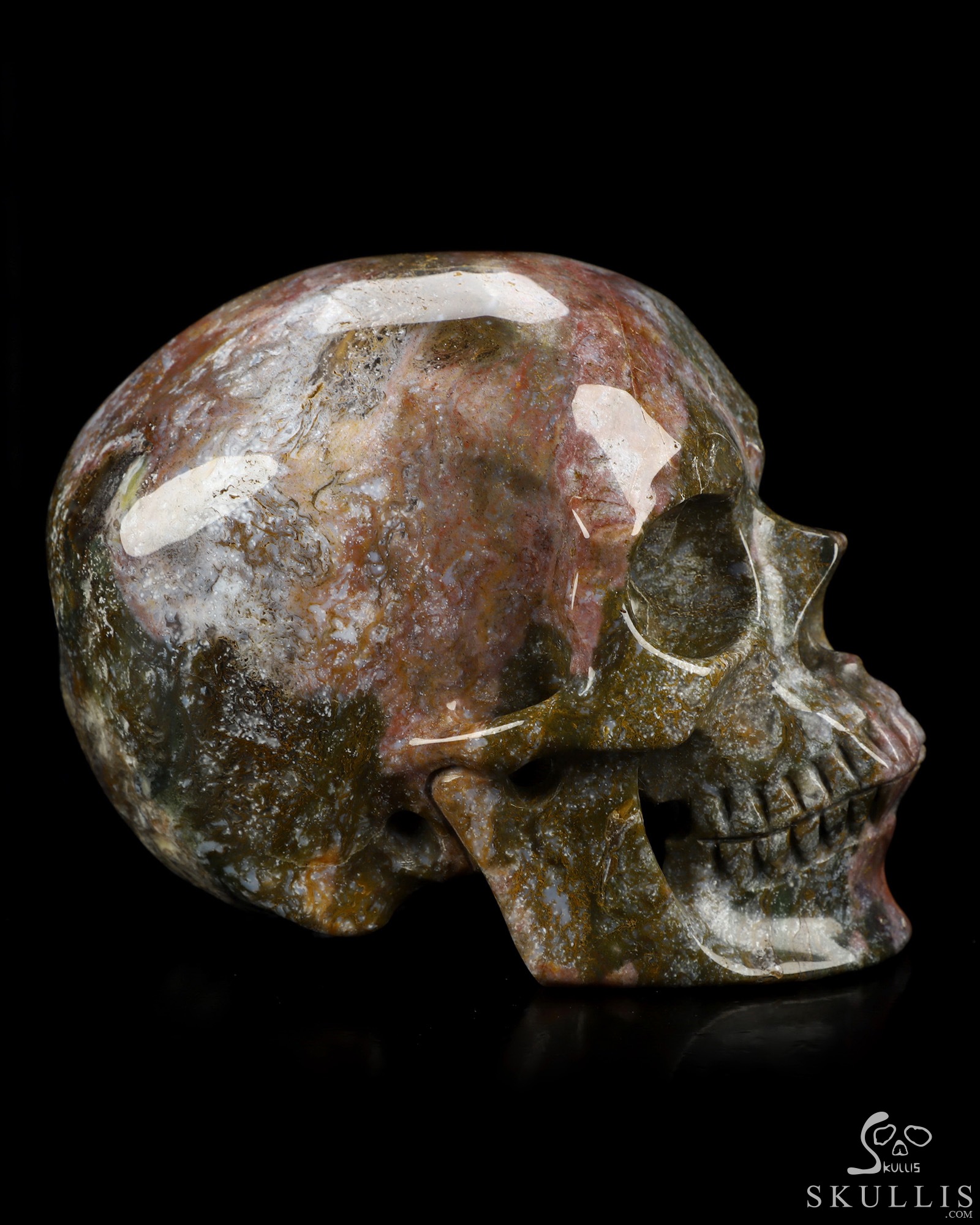 5.1" Indian Agate Hand Carved Crystal Skull, Super Realistic, Crystal Healing 5.1" Indian Agate Hand Carved Crystal Skull, Super Realistic, Crystal Healing
