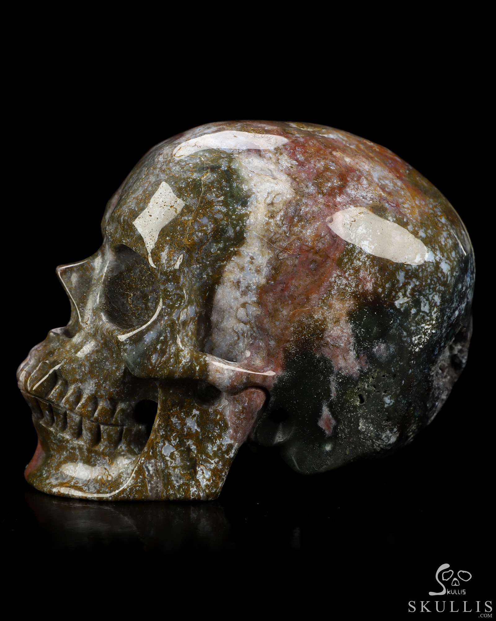 5.1" Indian Agate Hand Carved Crystal Skull, Super Realistic, Crystal Healing 5.1" Indian Agate Hand Carved Crystal Skull, Super Realistic, Crystal Healing