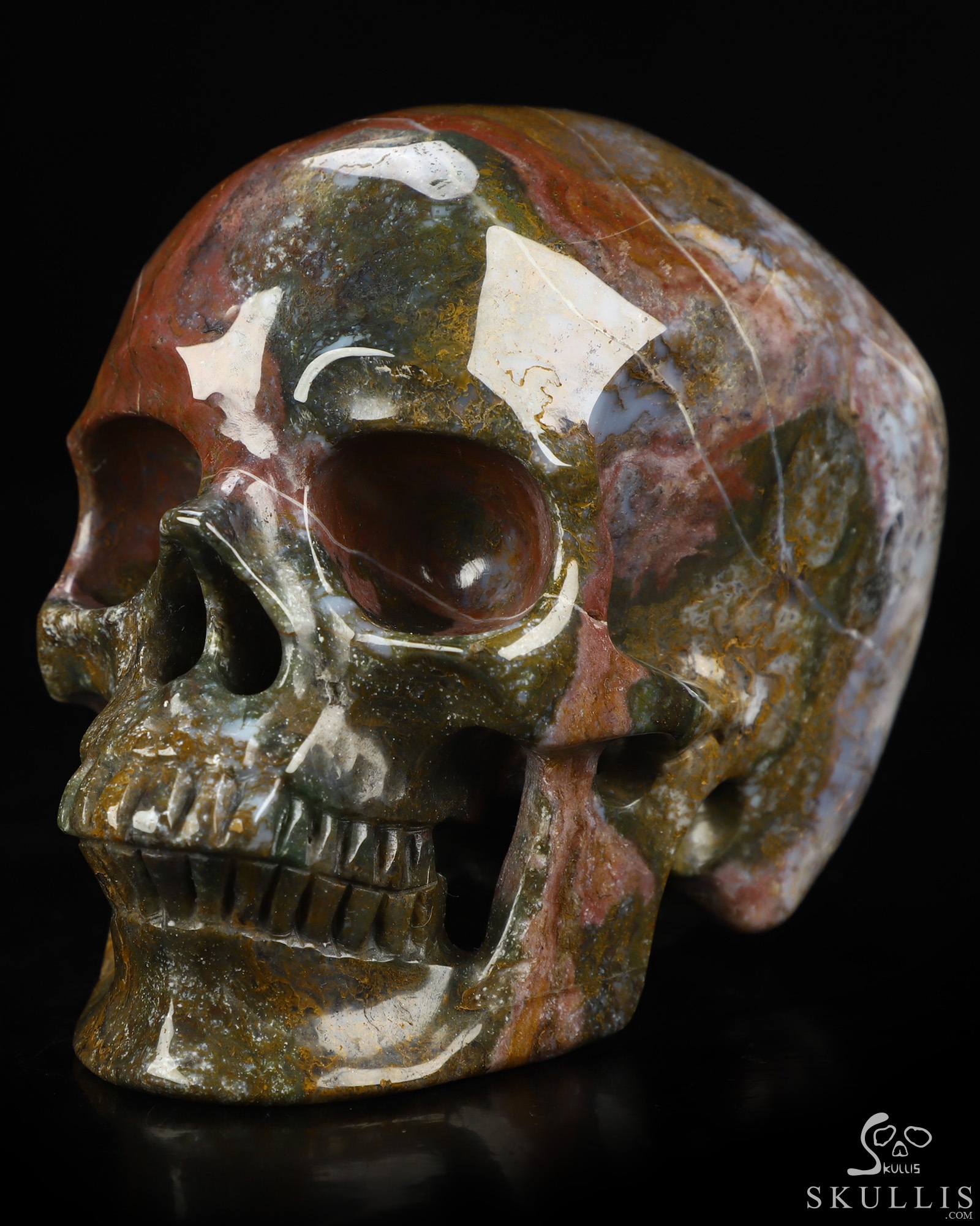 5.1" Indian Agate Hand Carved Crystal Skull, Super Realistic, Crystal Healing 5.1" Indian Agate Hand Carved Crystal Skull, Super Realistic, Crystal Healing