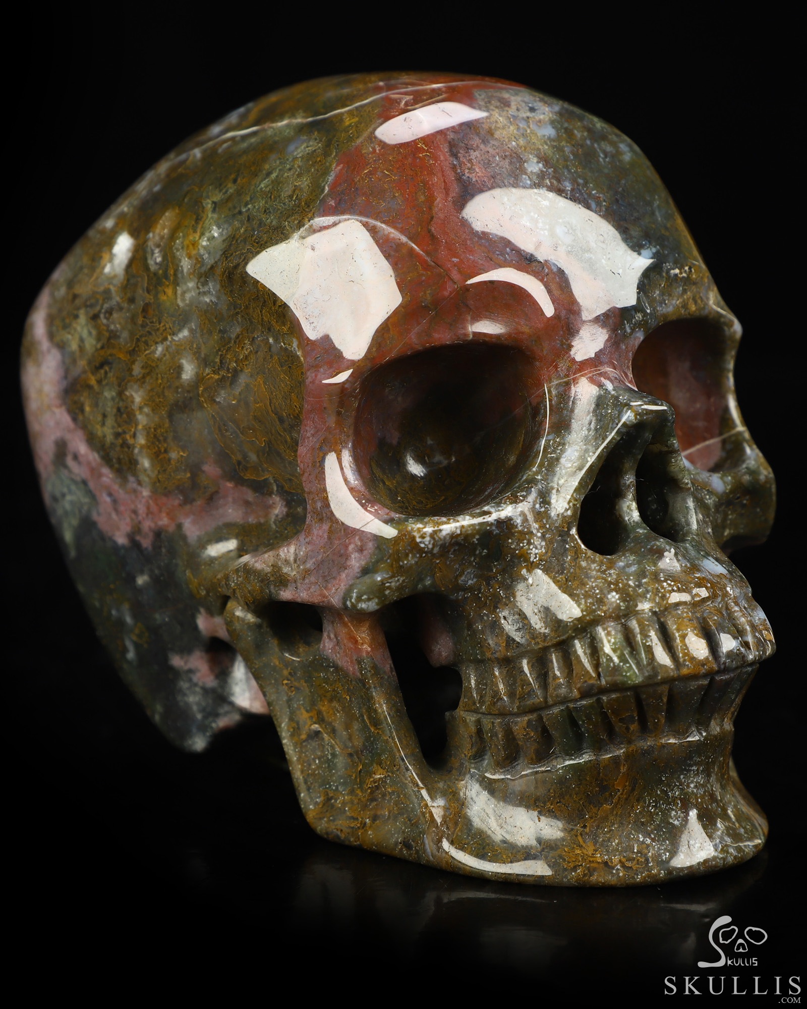 5.1" Indian Agate Hand Carved Crystal Skull, Super Realistic, Crystal Healing 5.1" Indian Agate Hand Carved Crystal Skull, Super Realistic, Crystal Healing