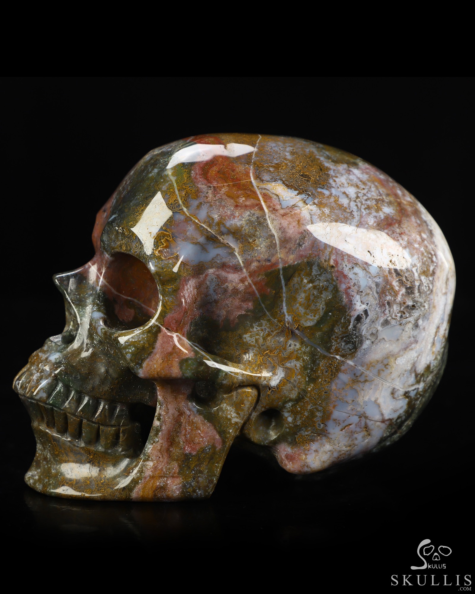 5.1" Indian Agate Hand Carved Crystal Skull, Super Realistic, Crystal Healing 5.1" Indian Agate Hand Carved Crystal Skull, Super Realistic, Crystal Healing