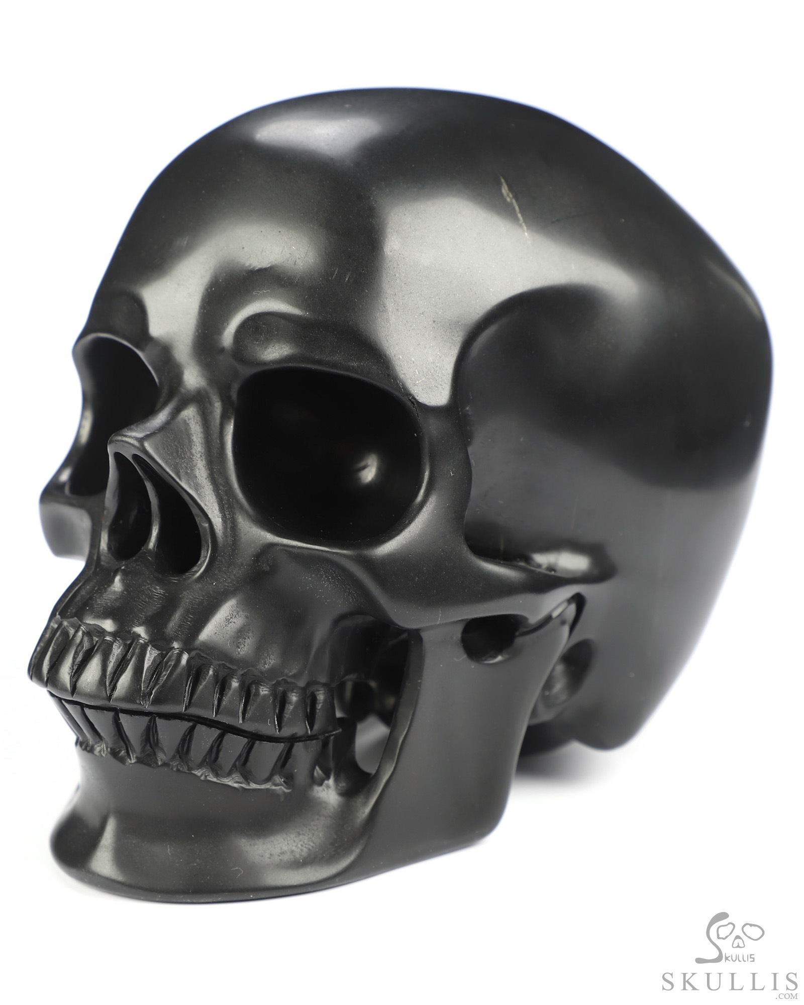5.1" Shungite Hand Carved Crystal Skull, Super Realistic, Crystal Healing 5.1" Shungite Hand Carved Crystal Skull, Super Realistic, Crystal Healing