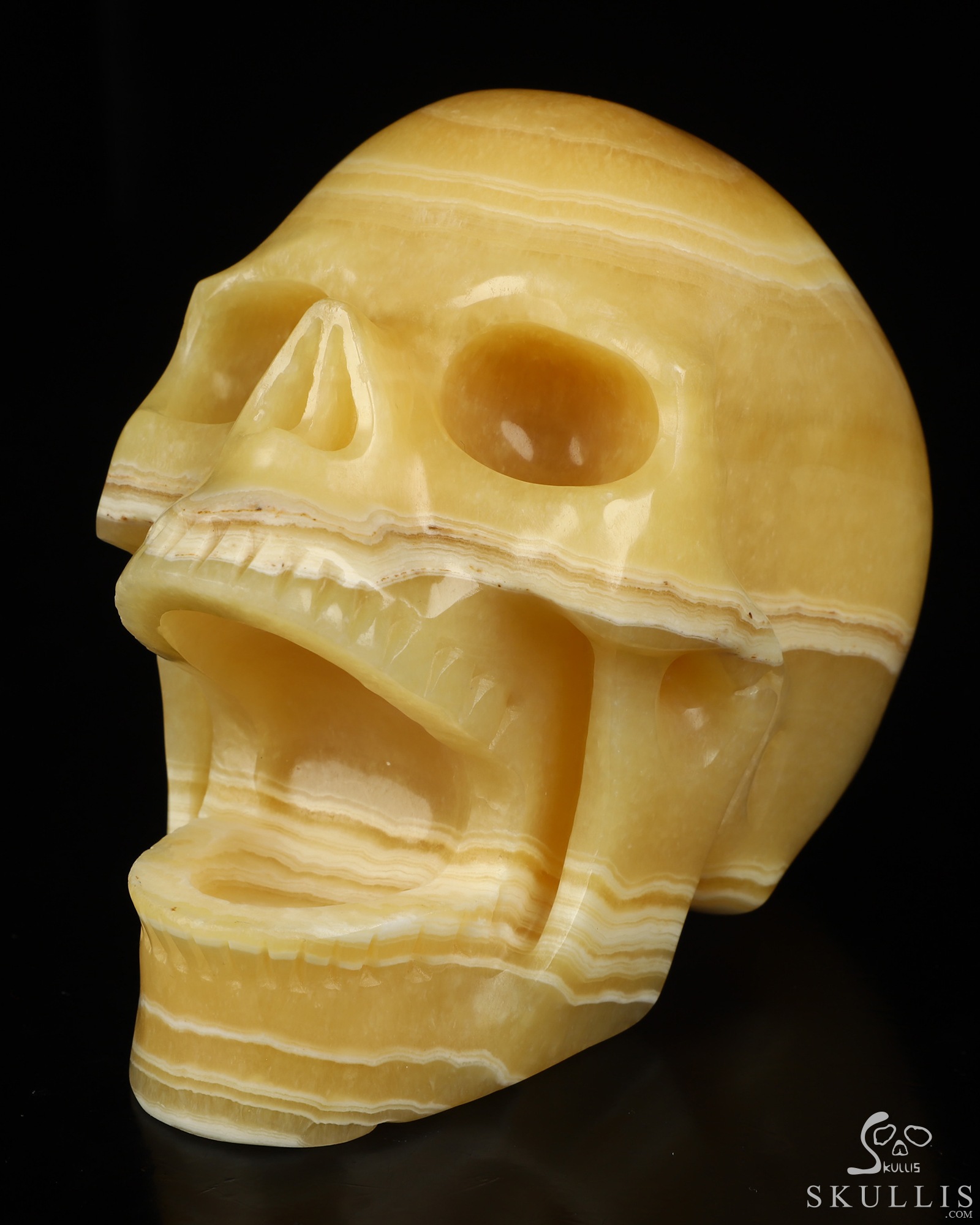 5.2" Beeswax Jade Hand Carved Laughing Crystal Skull Sculpture, Crystal Healing 5.2" Beeswax Jade Hand Carved Laughing Crystal Skull Sculpture, Crystal Healing