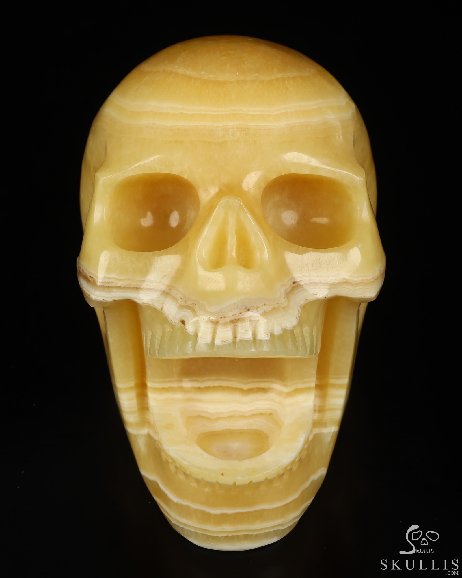 5.2" Beeswax Jade Hand Carved Laughing Crystal Skull Sculpture, Crystal Healing 5.2" Beeswax Jade Hand Carved Laughing Crystal Skull Sculpture, Crystal Healing