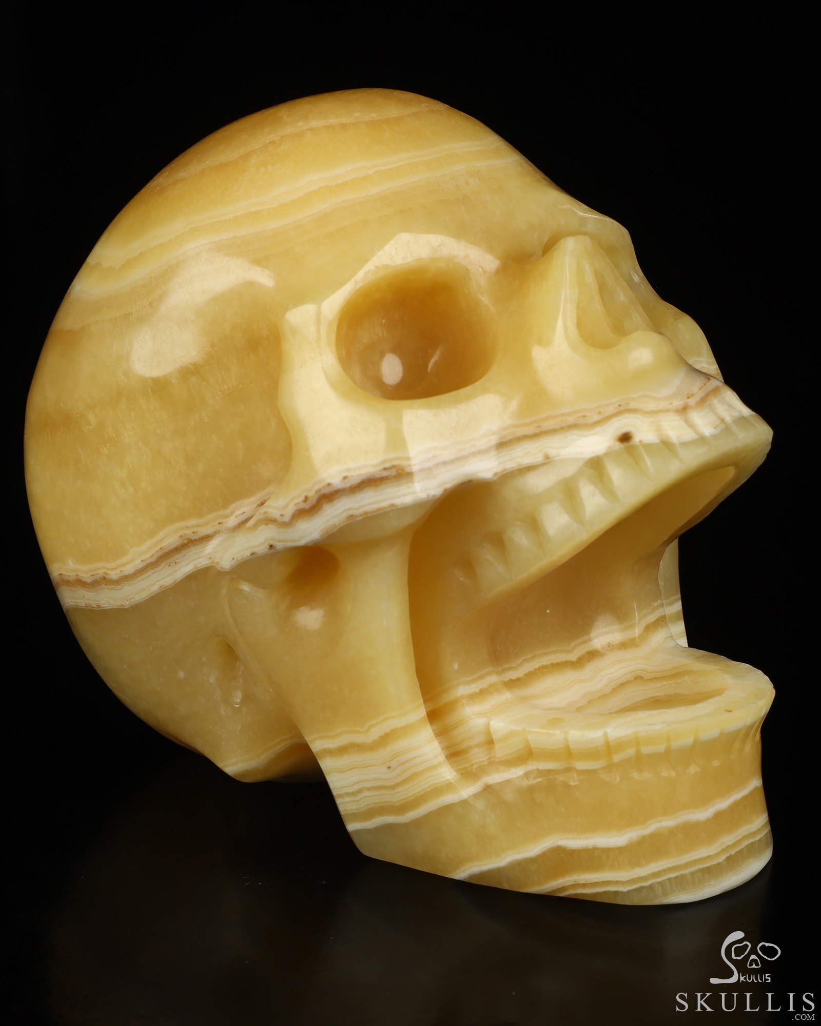 5.2" Beeswax Jade Hand Carved Laughing Crystal Skull Sculpture, Crystal Healing 5.2" Beeswax Jade Hand Carved Laughing Crystal Skull Sculpture, Crystal Healing