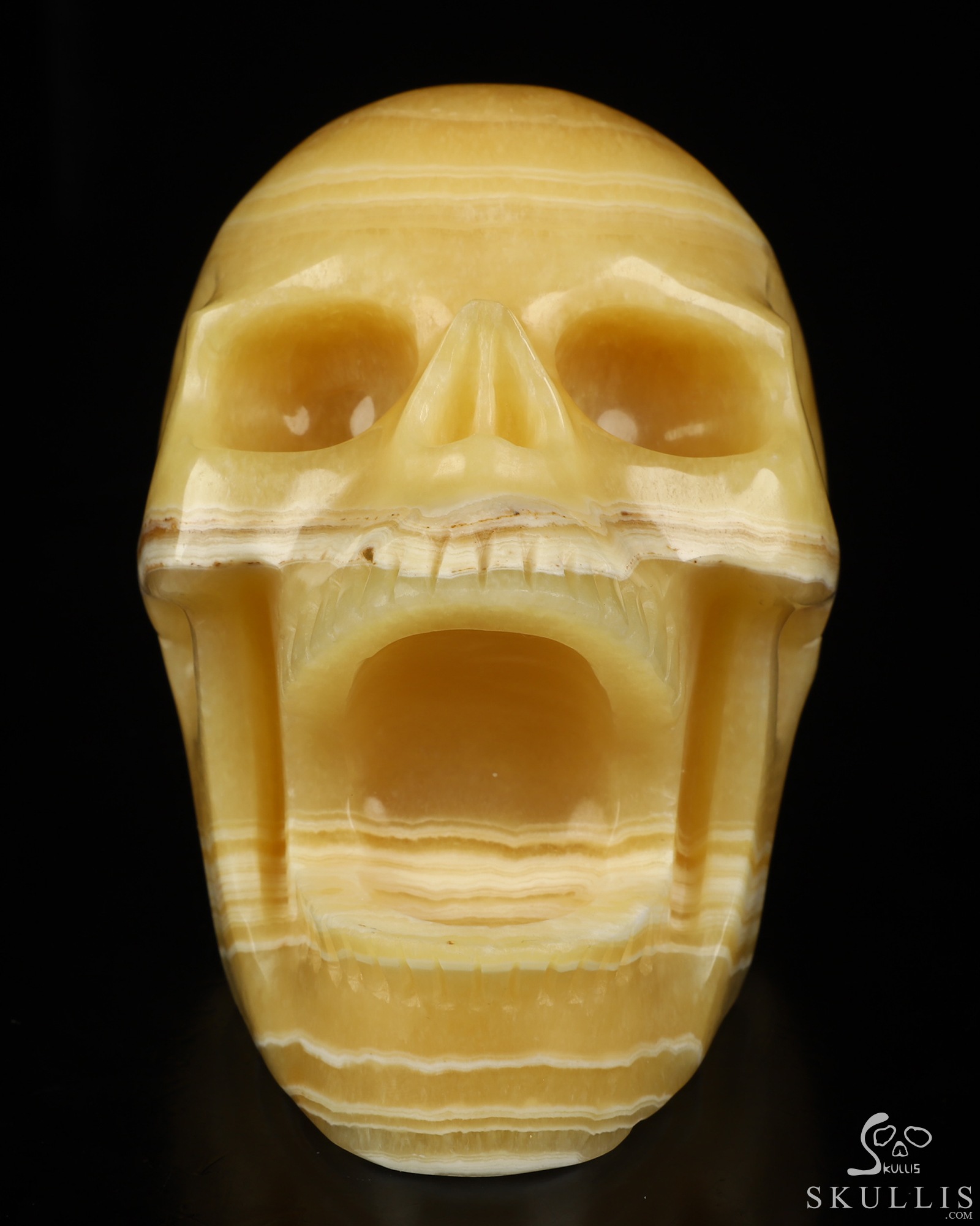 5.2" Beeswax Jade Hand Carved Laughing Crystal Skull Sculpture, Crystal Healing 5.2" Beeswax Jade Hand Carved Laughing Crystal Skull Sculpture, Crystal Healing