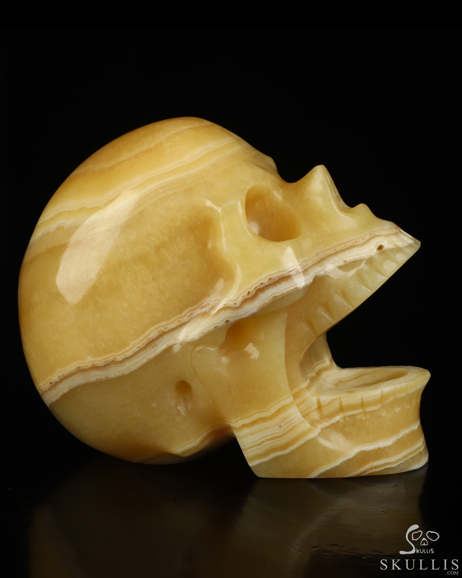 5.2" Beeswax Jade Hand Carved Laughing Crystal Skull Sculpture, Crystal Healing 5.2" Beeswax Jade Hand Carved Laughing Crystal Skull Sculpture, Crystal Healing