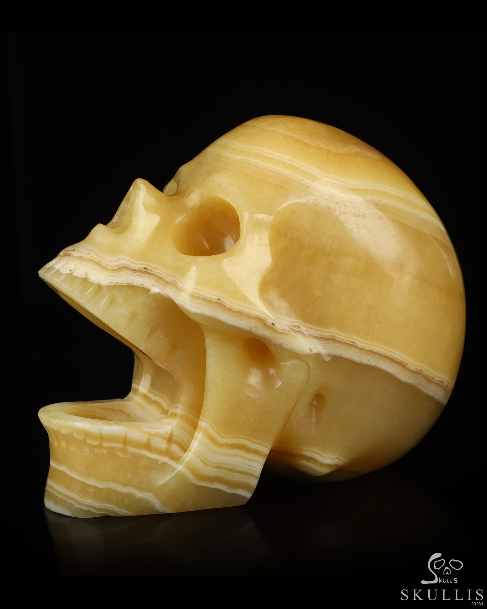 5.2" Beeswax Jade Hand Carved Laughing Crystal Skull Sculpture, Crystal Healing 5.2" Beeswax Jade Hand Carved Laughing Crystal Skull Sculpture, Crystal Healing