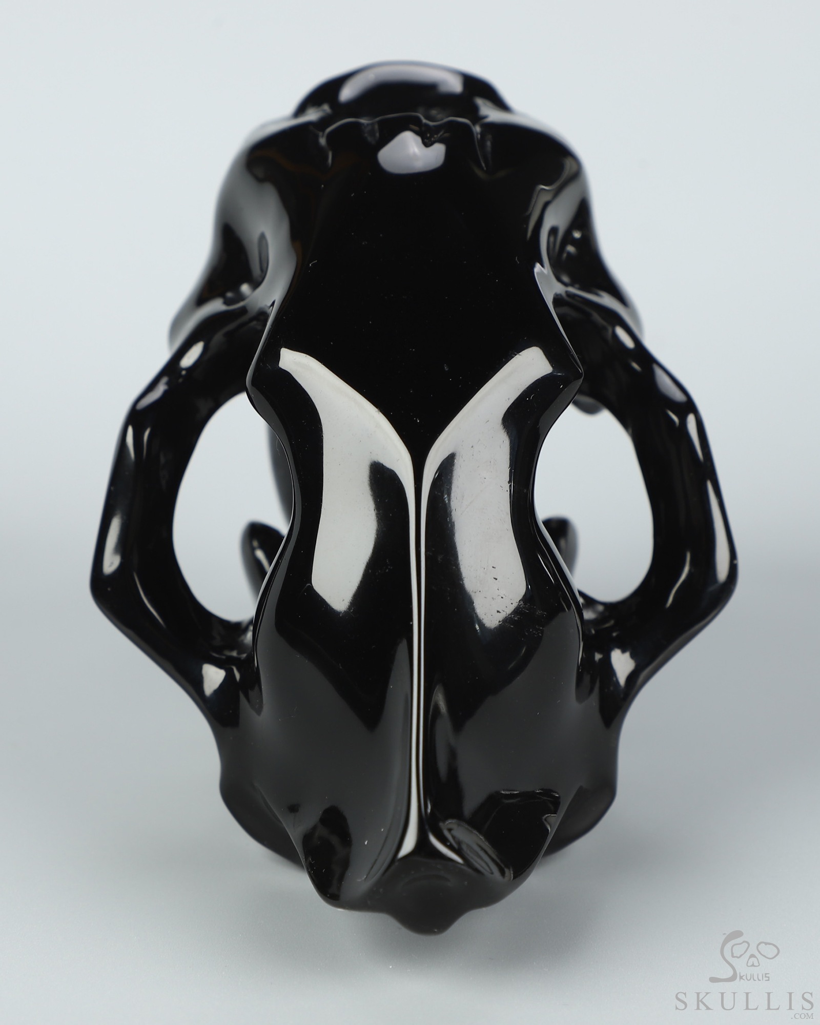 5.1" Black Obsidian Hand Carved Crystal Smilodon SABER-TOOTHED Tiger/Cat Skull and White Jade Tooth Sculpture 5.1" Black Obsidian Hand Carved Crystal Smilodon SABER-TOOTHED Tiger/Cat Skull and White Jade Tooth Sculpture