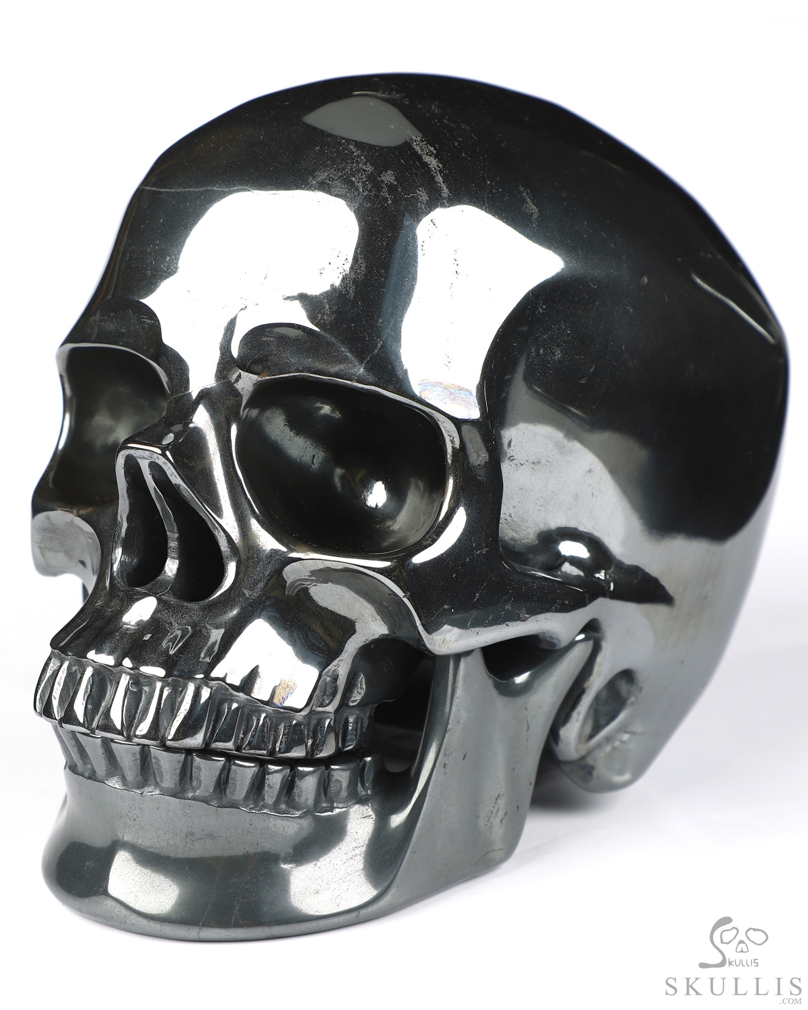 5.9" Hematite Hand Carved Detachable Crystal Skull Sculpture, Crystal Healing 5.9" Hematite Hand Carved Detachable Crystal Skull Sculpture, Crystal Healing