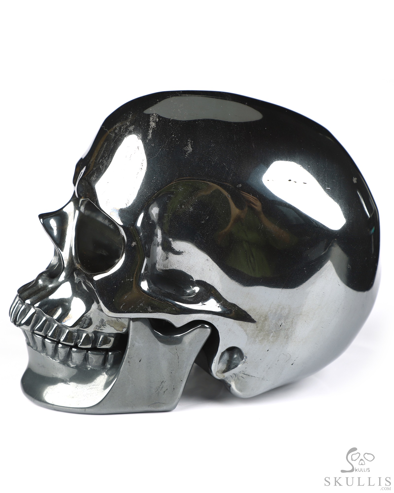 5.9" Hematite Hand Carved Detachable Crystal Skull Sculpture, Crystal Healing 5.9" Hematite Hand Carved Detachable Crystal Skull Sculpture, Crystal Healing