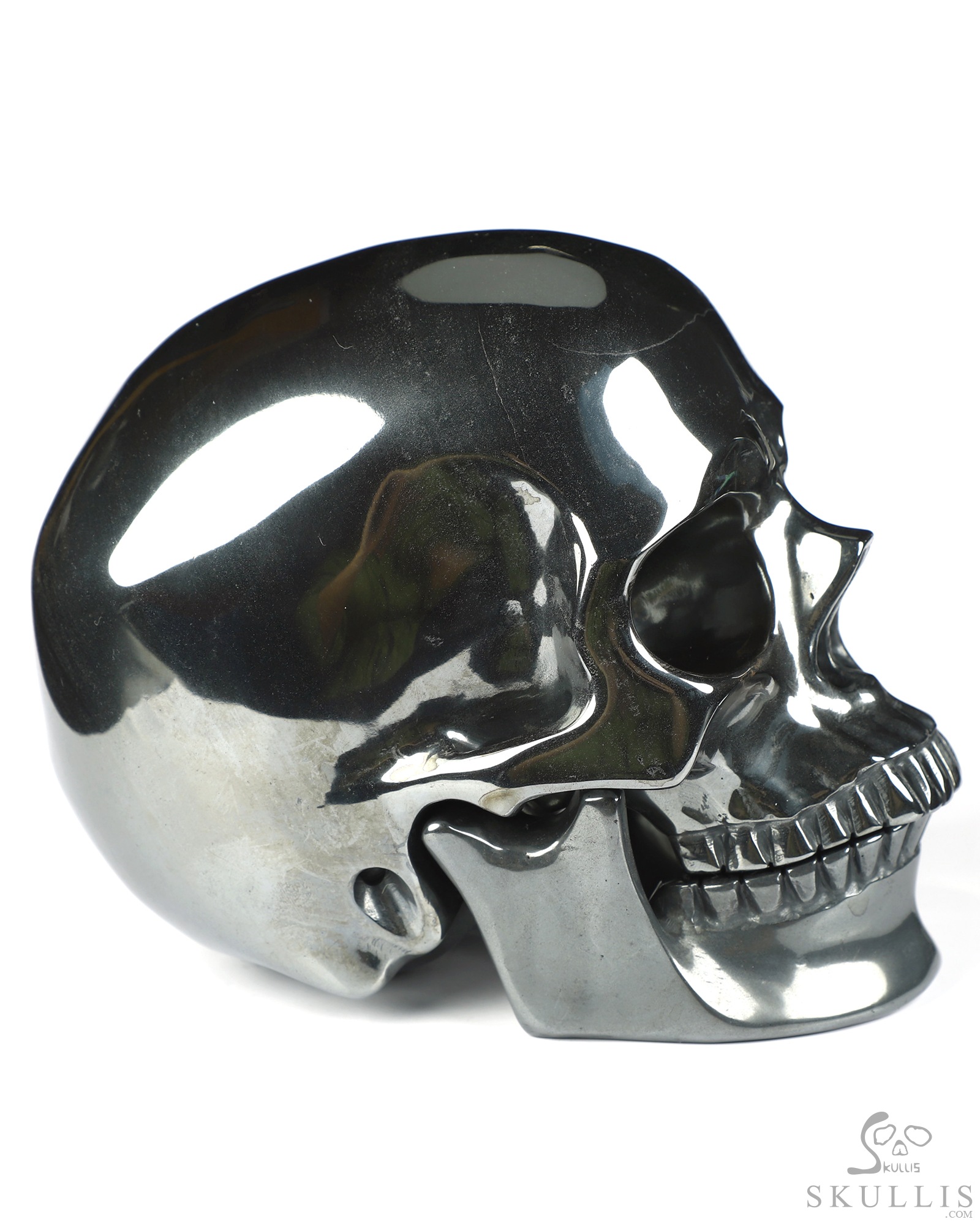 5.9" Hematite Hand Carved Detachable Crystal Skull Sculpture, Crystal Healing 5.9" Hematite Hand Carved Detachable Crystal Skull Sculpture, Crystal Healing