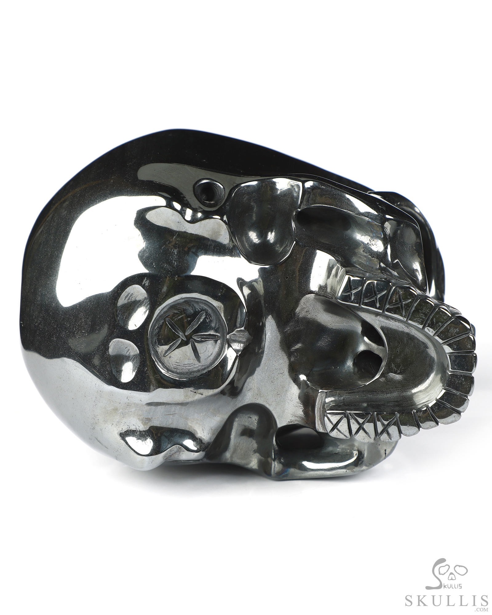 5.9" Hematite Hand Carved Detachable Crystal Skull Sculpture, Crystal Healing 5.9" Hematite Hand Carved Detachable Crystal Skull Sculpture, Crystal Healing