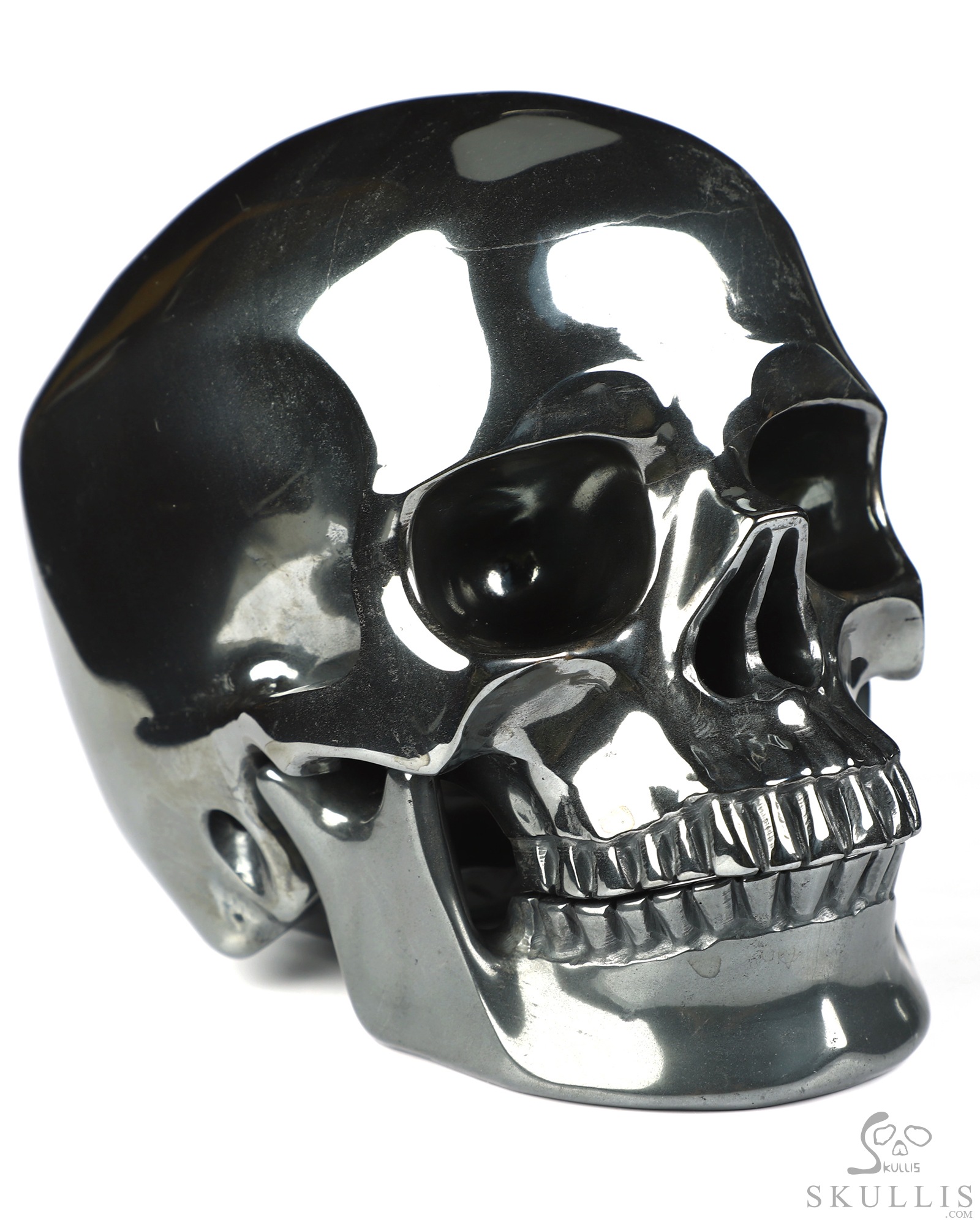 5.9" Hematite Hand Carved Detachable Crystal Skull Sculpture, Crystal Healing 5.9" Hematite Hand Carved Detachable Crystal Skull Sculpture, Crystal Healing