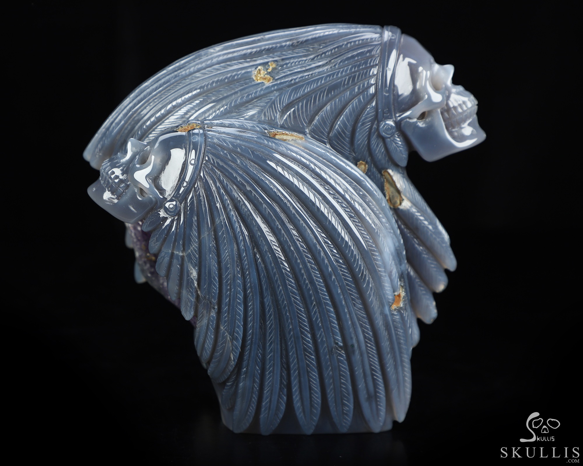 5.2" Agate Amethyst Geode Hand Carved Indian Crystal Skulls Sculpture, Crystal Healing 5.2" Agate Amethyst Geode Hand Carved Indian Crystal Skulls Sculpture, Crystal Healing