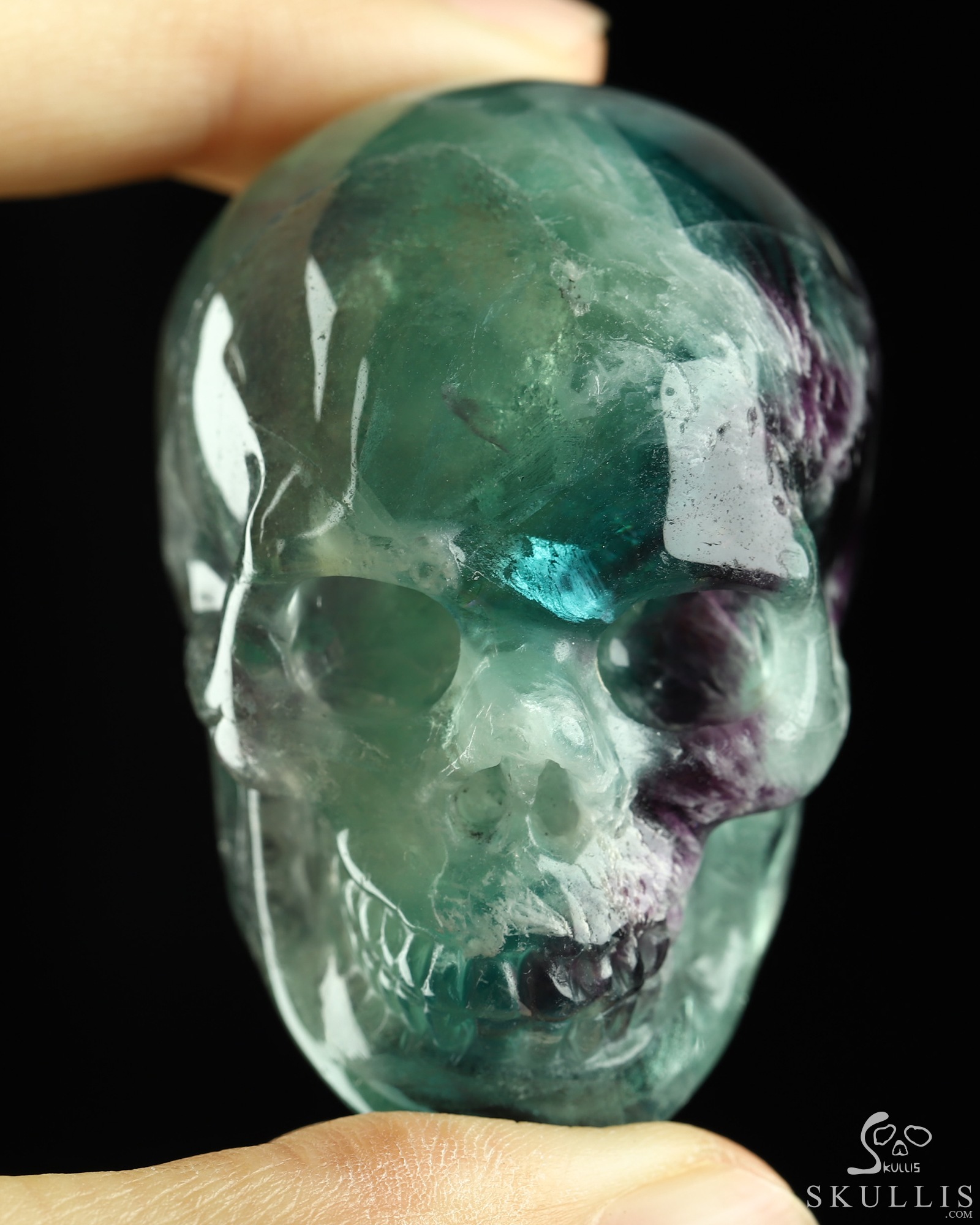 2.1" Fluorite Hand Carved Crystal Skull, Realistic, Crystal Healing 2.1" Fluorite Hand Carved Crystal Skull, Realistic, Crystal Healing