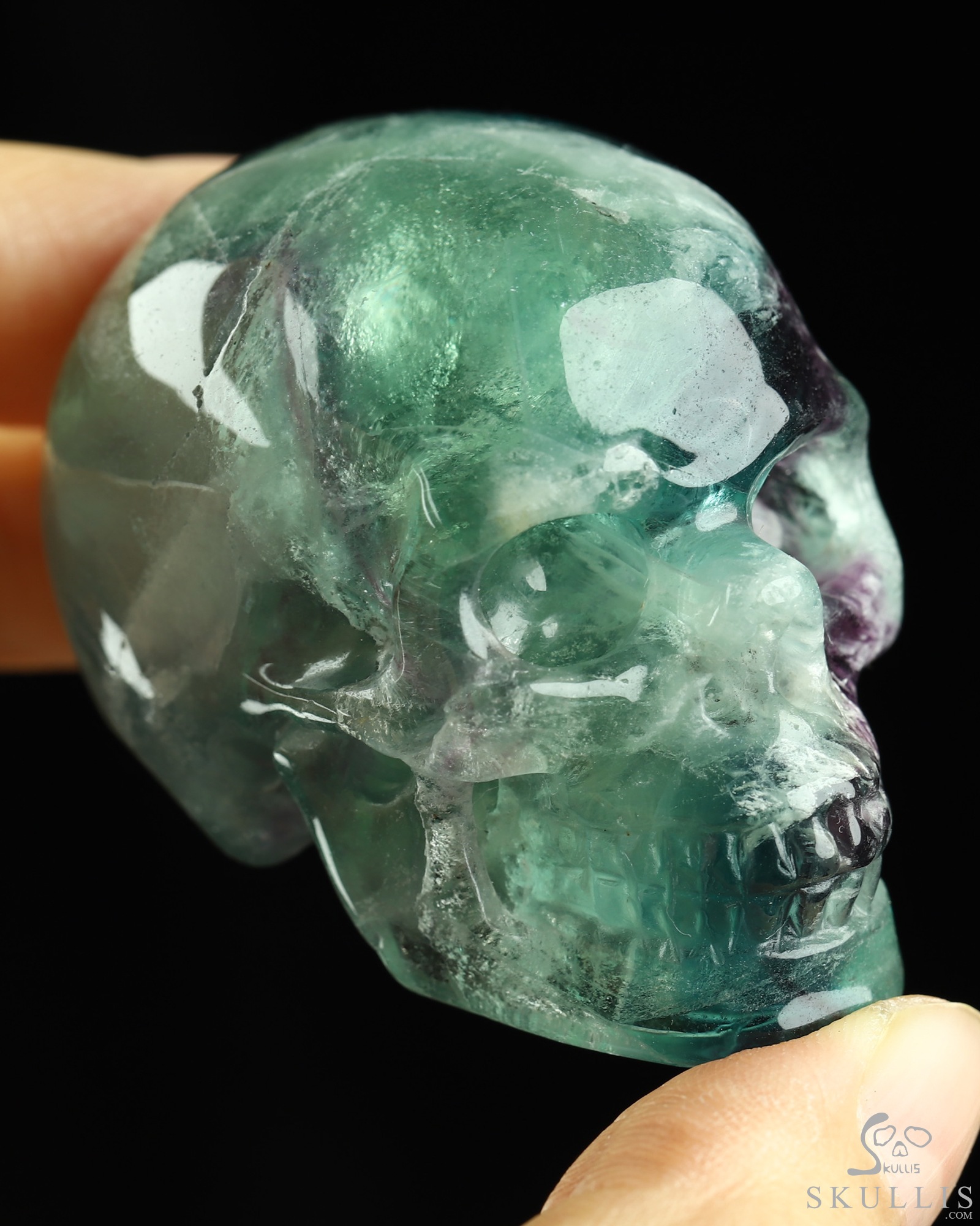 2.1" Fluorite Hand Carved Crystal Skull, Realistic, Crystal Healing 2.1" Fluorite Hand Carved Crystal Skull, Realistic, Crystal Healing