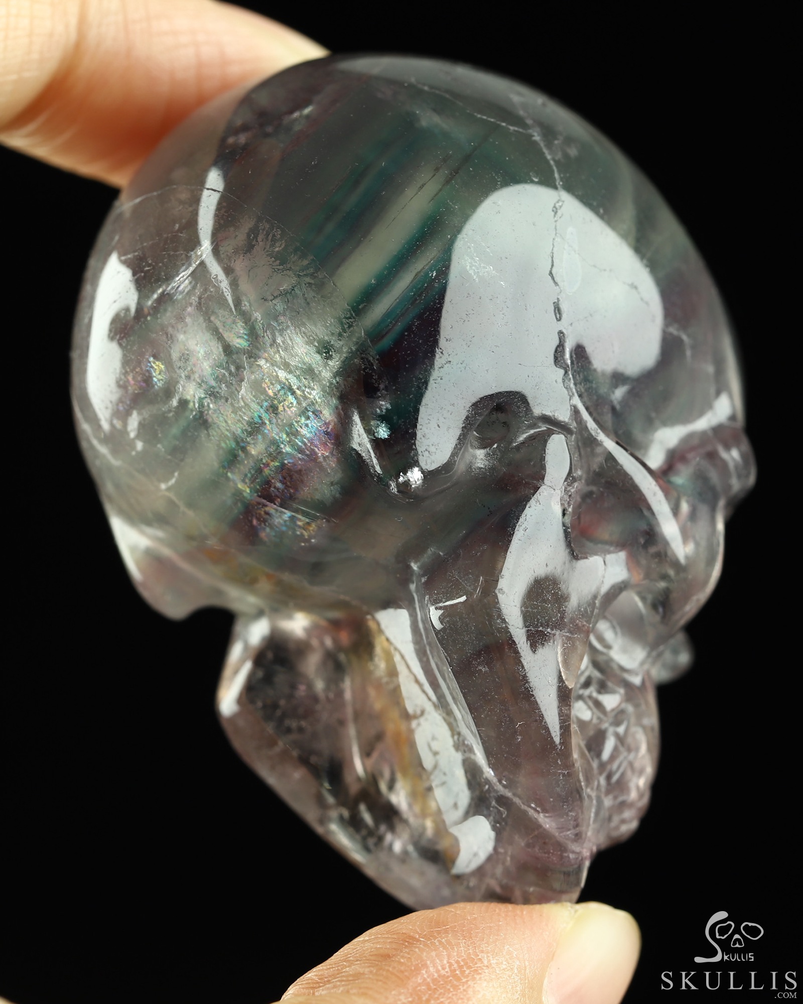 2.1" Fluorite Hand Carved Crystal Skull, Realistic, Crystal Healing 2.1" Fluorite Hand Carved Crystal Skull, Realistic, Crystal Healing
